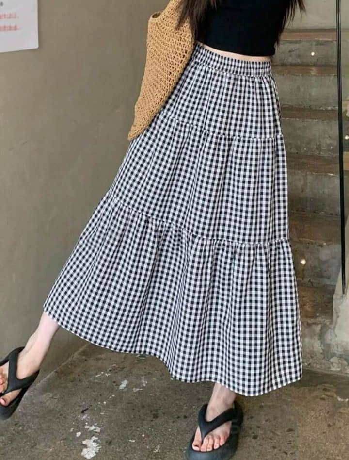 TAMINA Black,White Cotton Women's A-Line Skirt ( Pack of 1 )