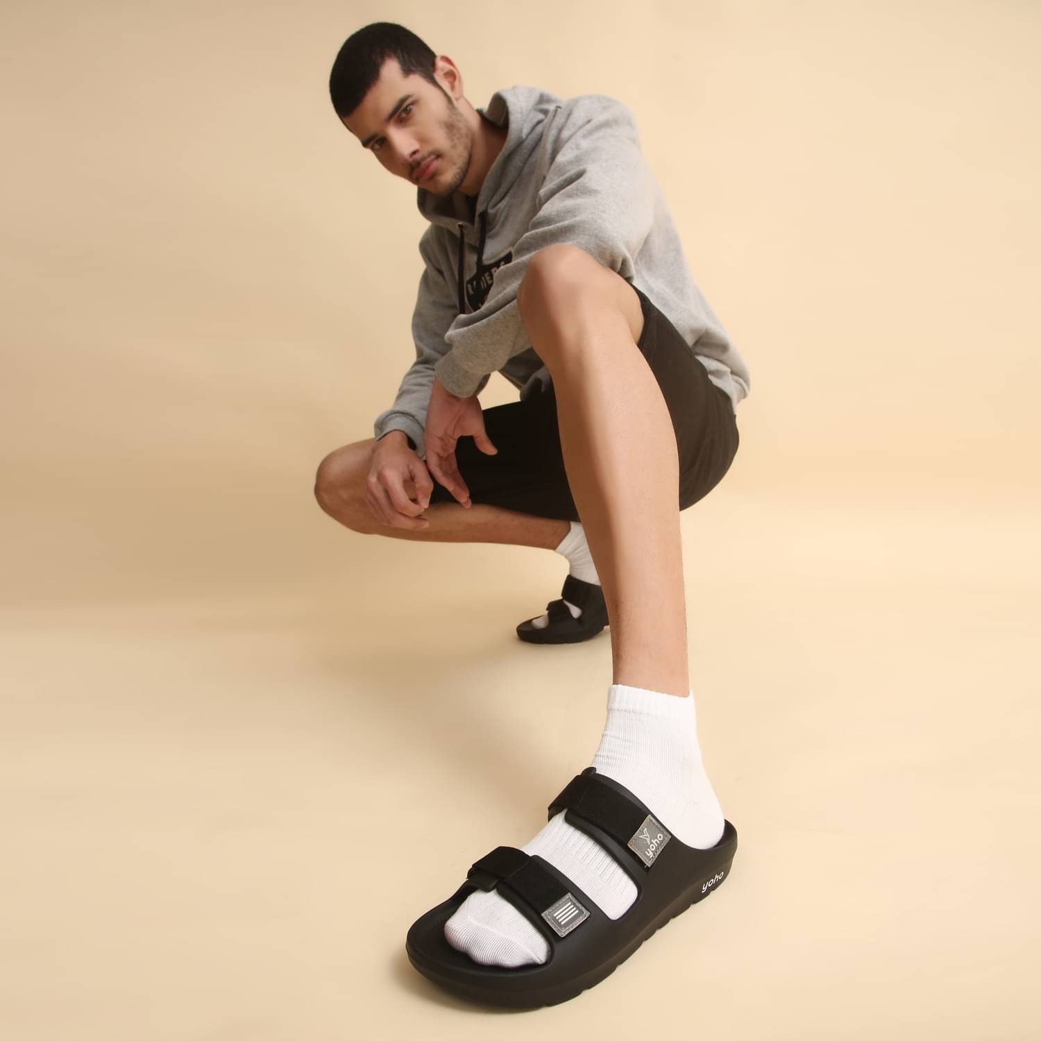     			Yoho Black Men's Slide Flip Flop