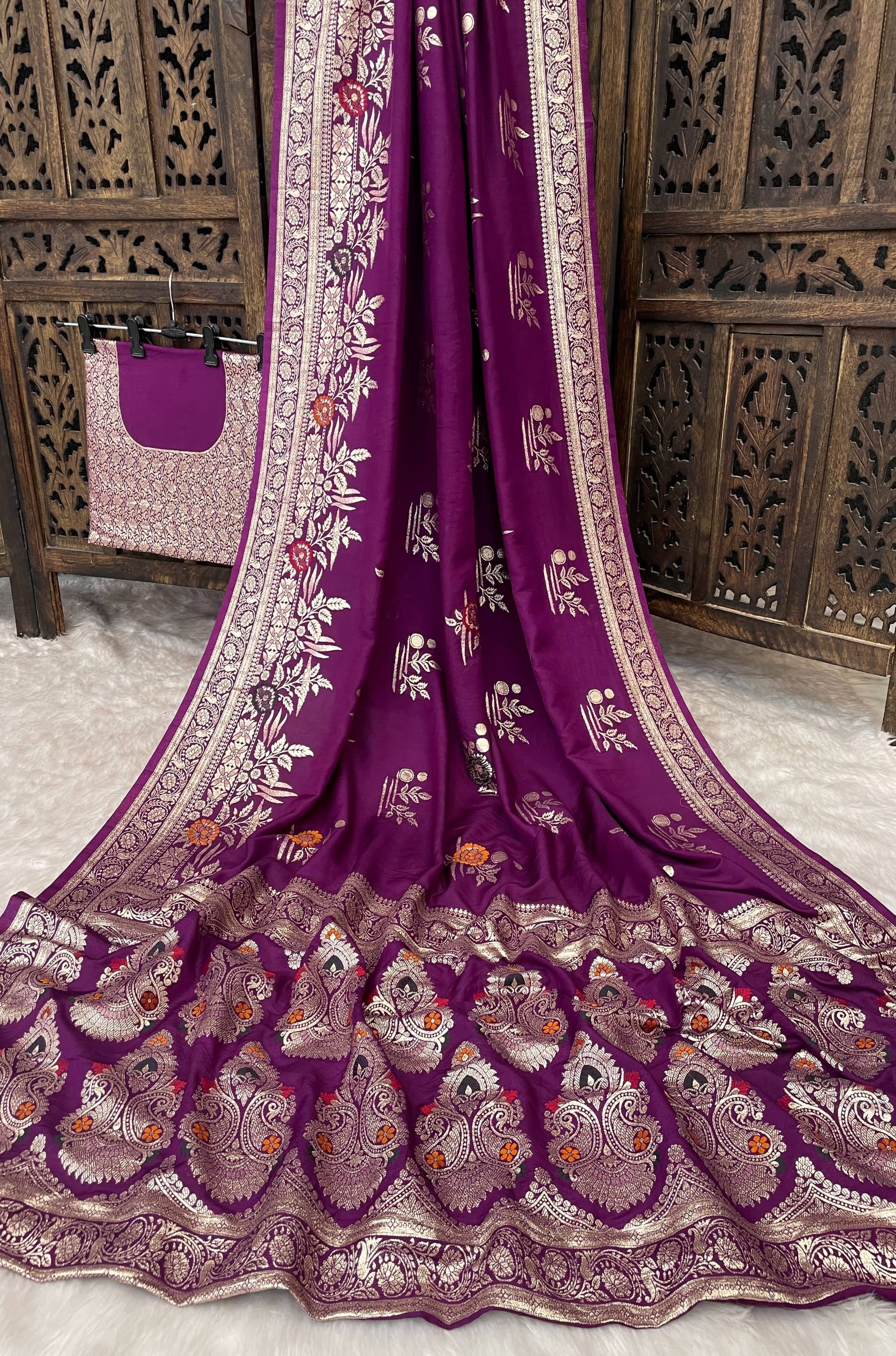 fab woven Kanjivaram Silk Woven Saree With Unstitched Blouse Piece ( Yellow ) - Sarees | Buy online on ZillyBuy