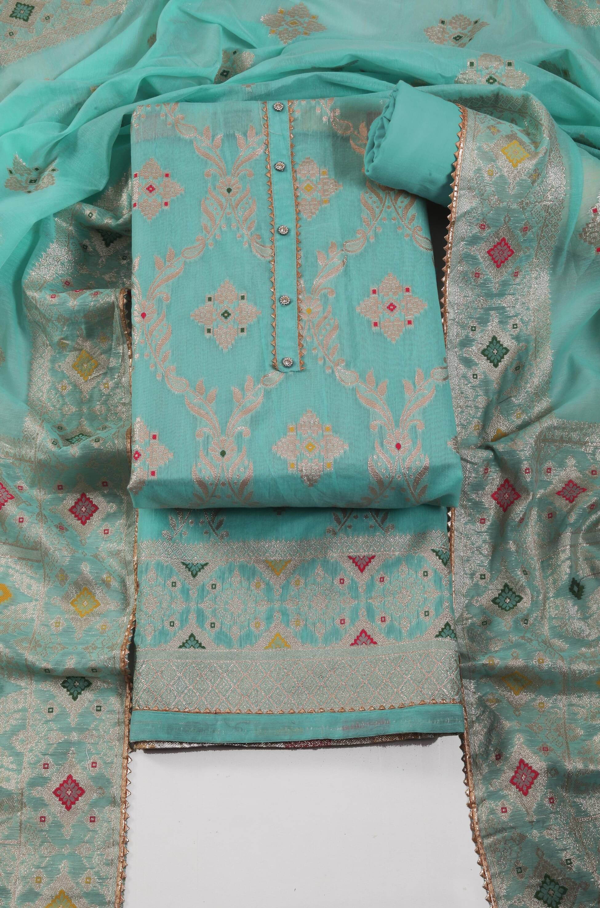 tavas Unstitched Jacquard Self Design Dress Material - Blue ( Pack of 1 ) tavas Unstitched Jacquard Self Design Dress Material - Blue ( Pack of 1 )