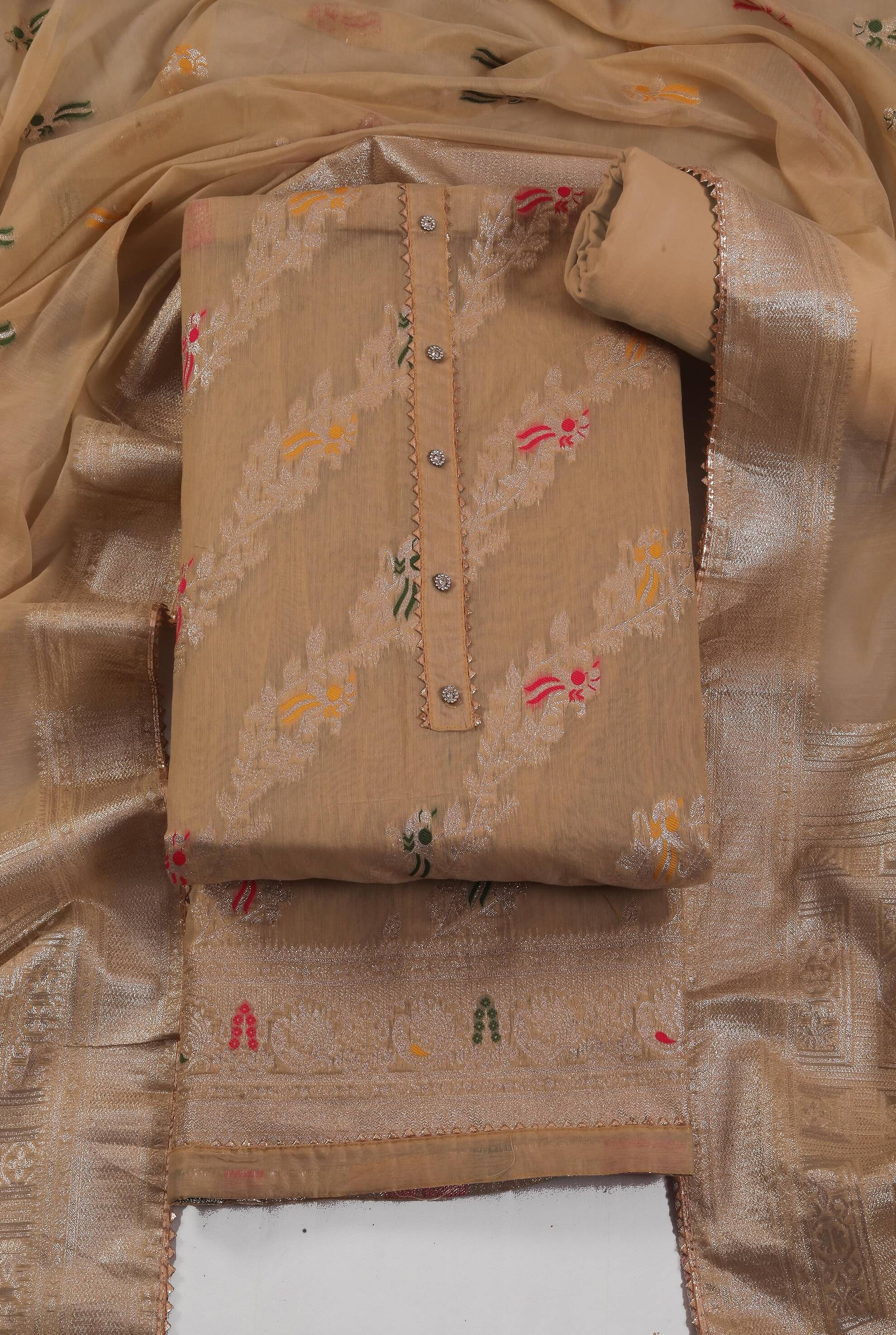     			tavas Unstitched Jacquard Self Design Dress Material - Mustard ( Pack of 1 )
