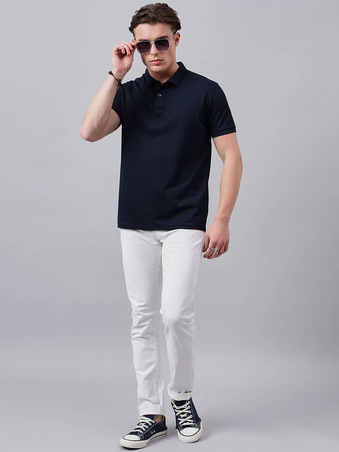 98 Degree North Pack of 1 Polyester Regular Fit Solid Half Sleeves Men's Polo T Shirt ( Navy ) 98 Degree North Pack of 1 Polyester Regular Fit Solid Half Sleeves Men's Polo T Shirt ( Navy )