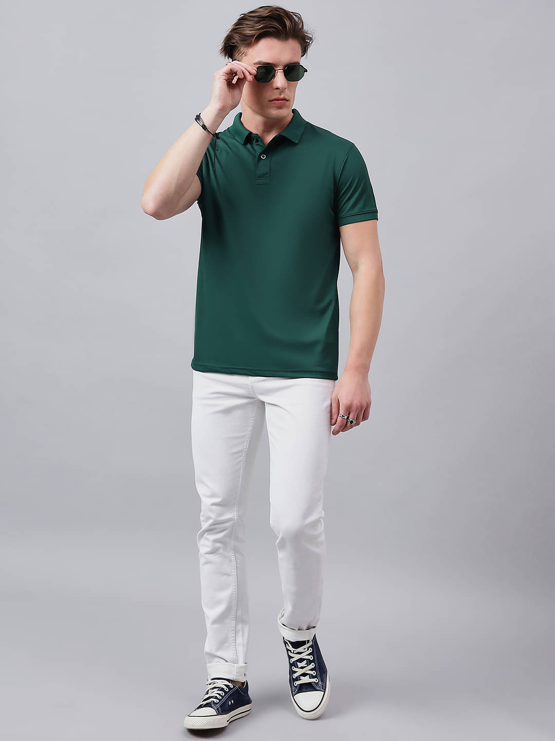     			98 Degree North Pack of 1 Polyester Regular Fit Solid Half Sleeves Men's Polo T Shirt ( Green )