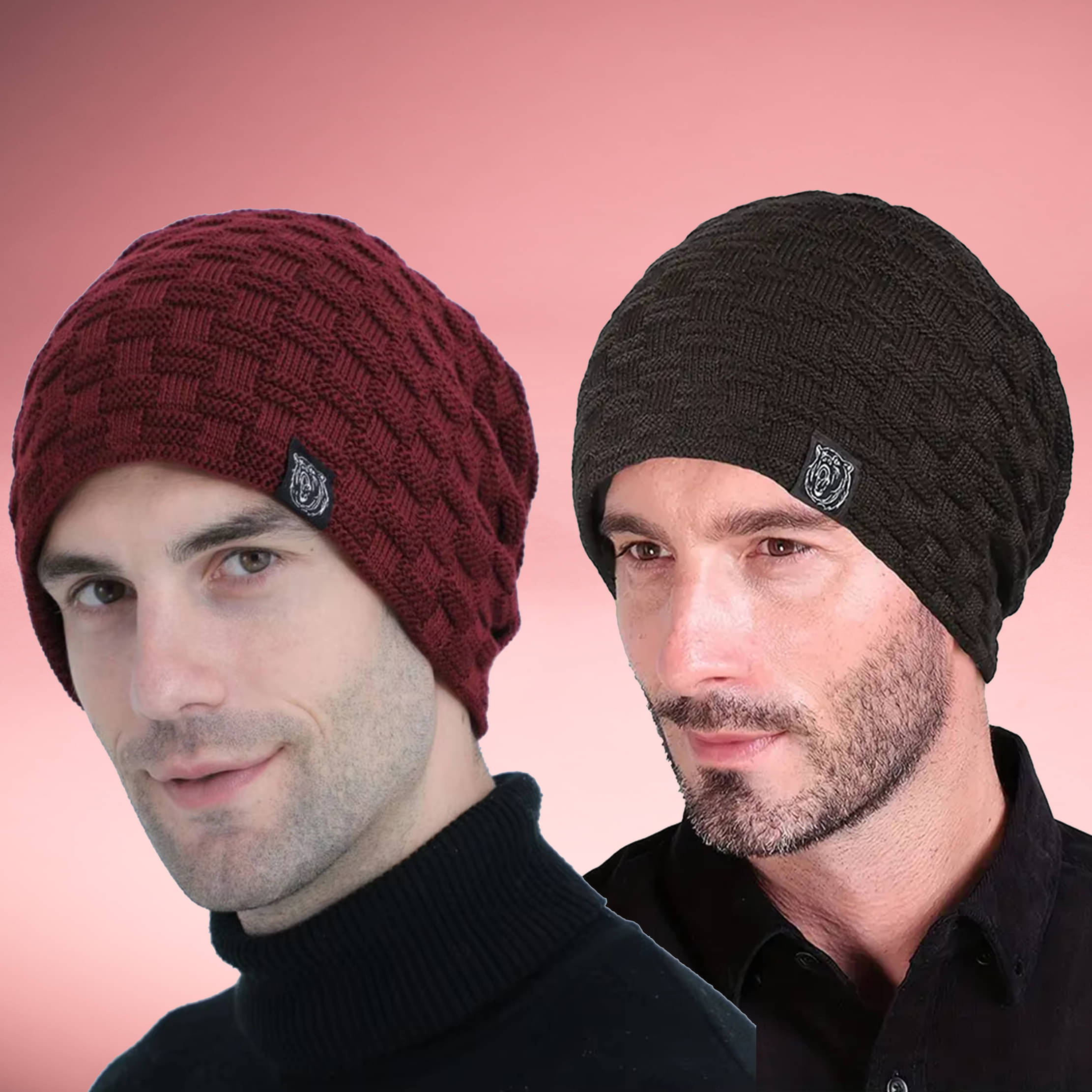 Alamos Pack of 2 Woollen Men's Cap ( Black ) Alamos Pack of 2 Woollen Men's Cap ( Black )
