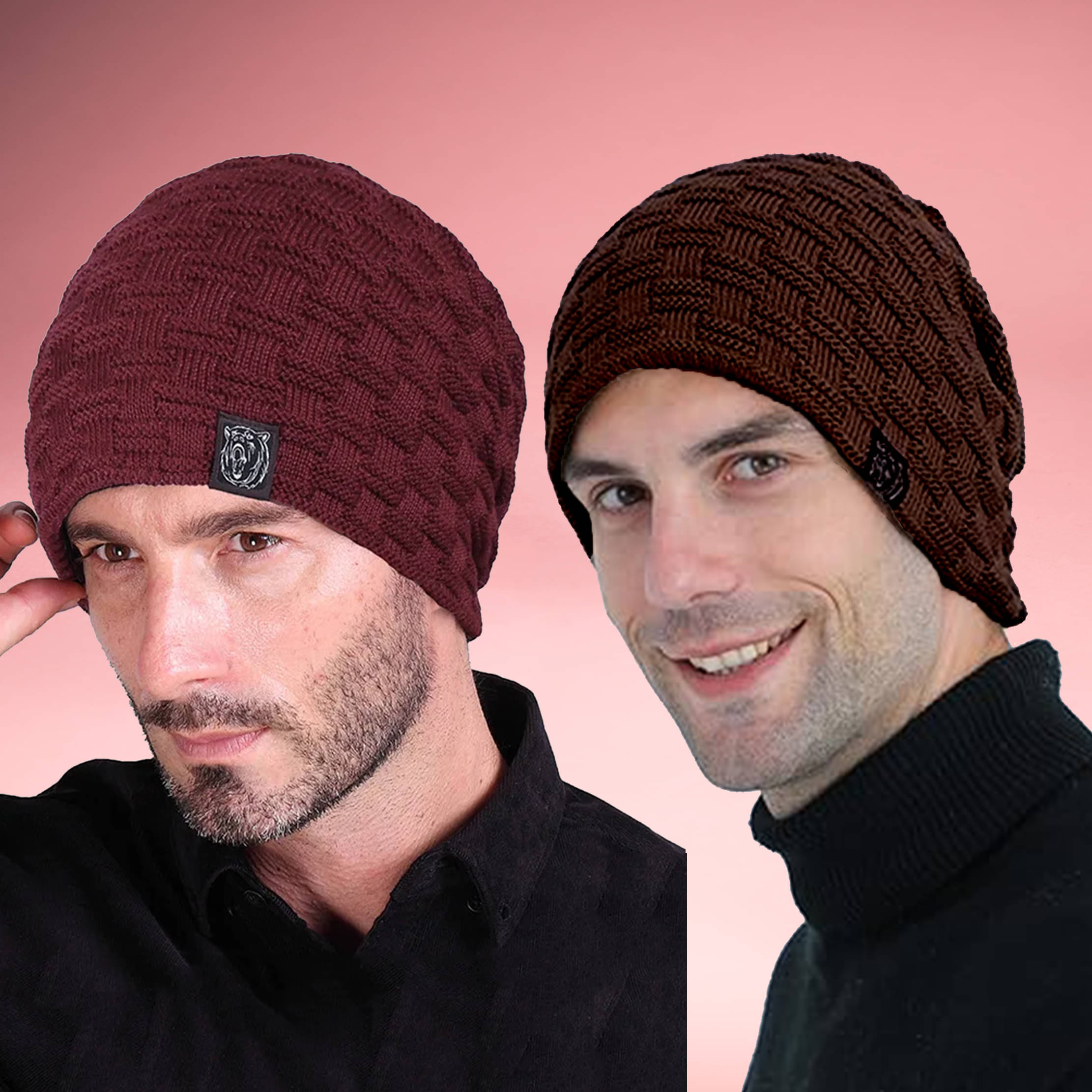     			Alamos Pack of 2 Woollen Men's Cap ( Maroon )