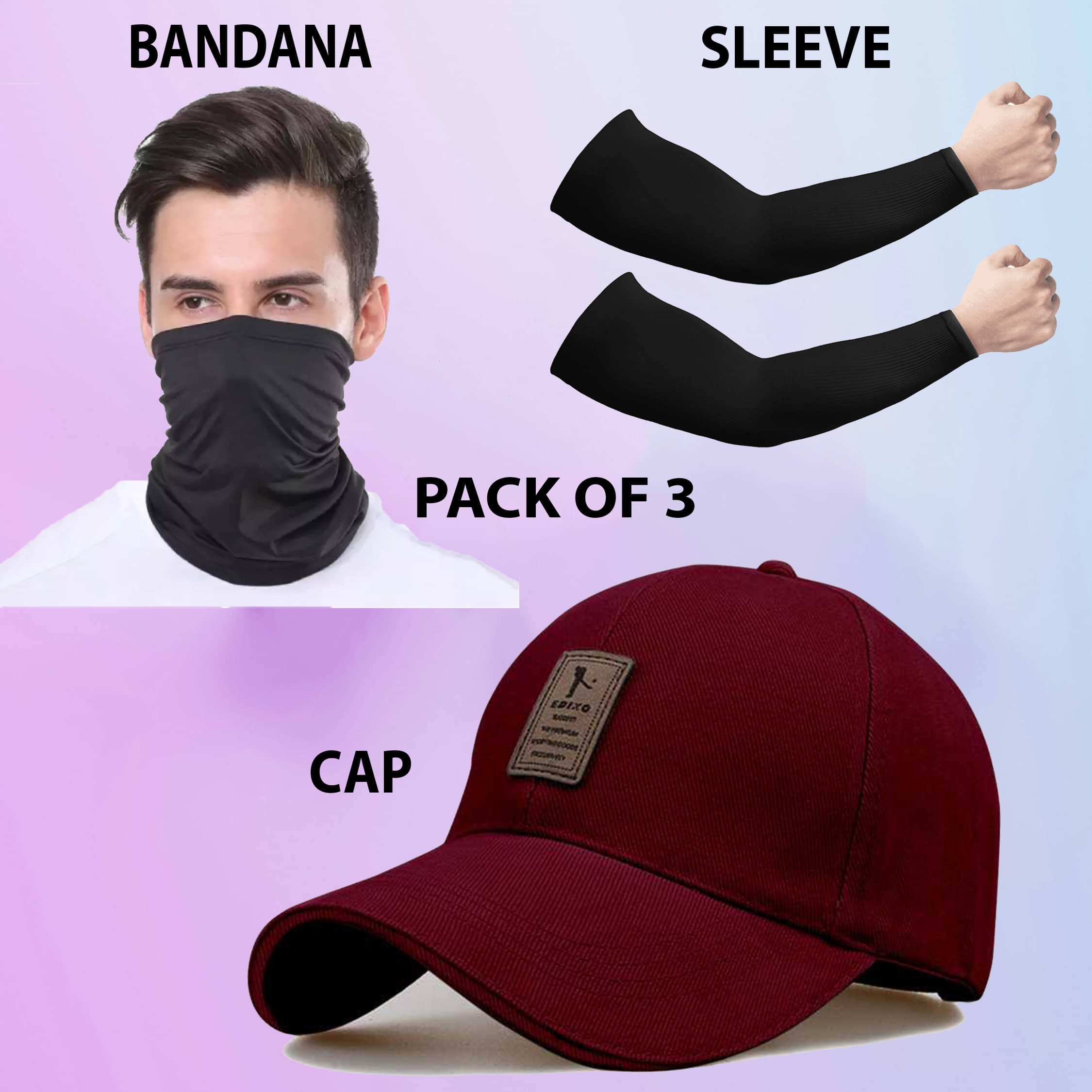 Alamos Pack of 3 Cotton Men's Cap ( Maroon )