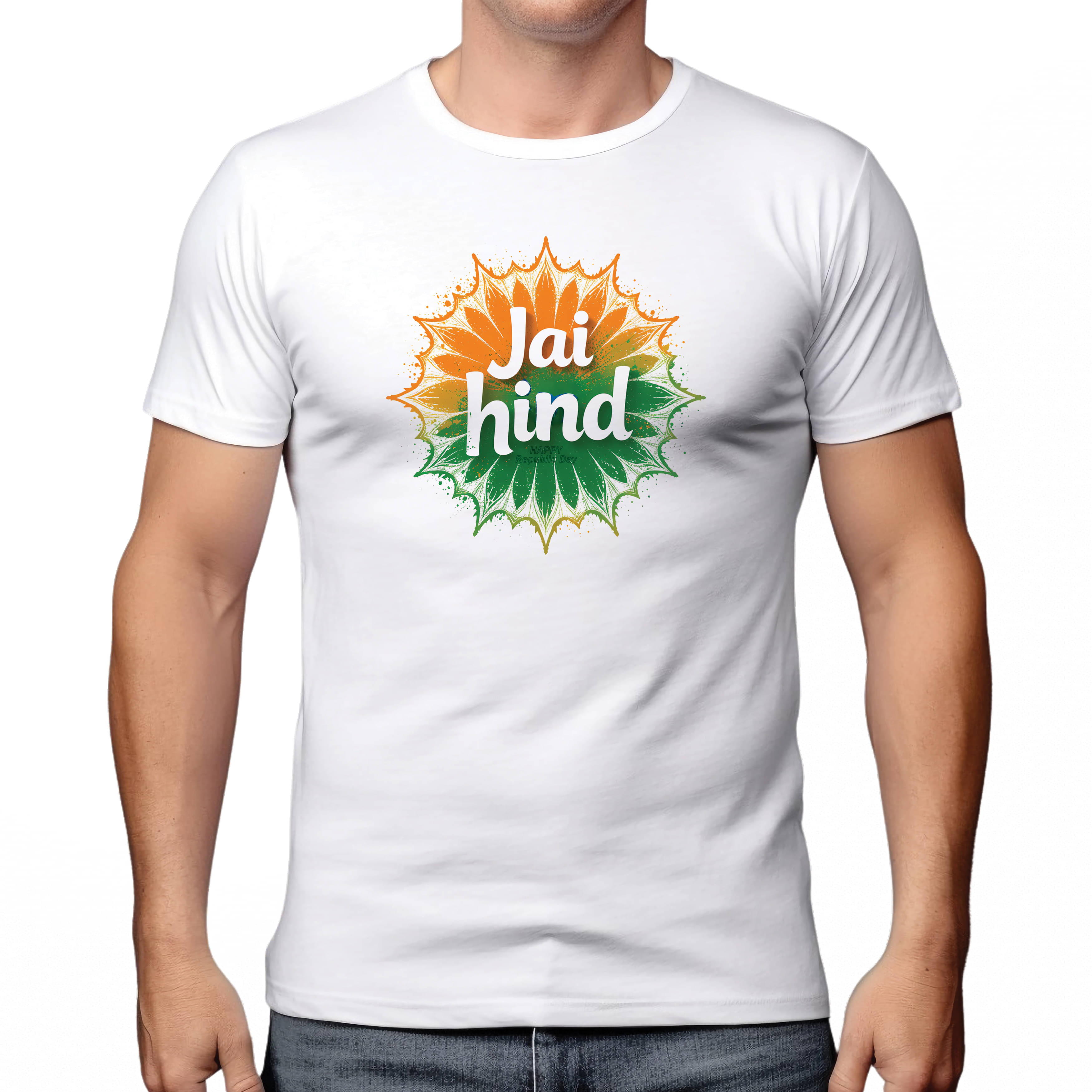     			BINAYAK Cotton Blend Regular Fit Printed Half Sleeves Men's Round T-Shirt - White ( Pack of 1 )