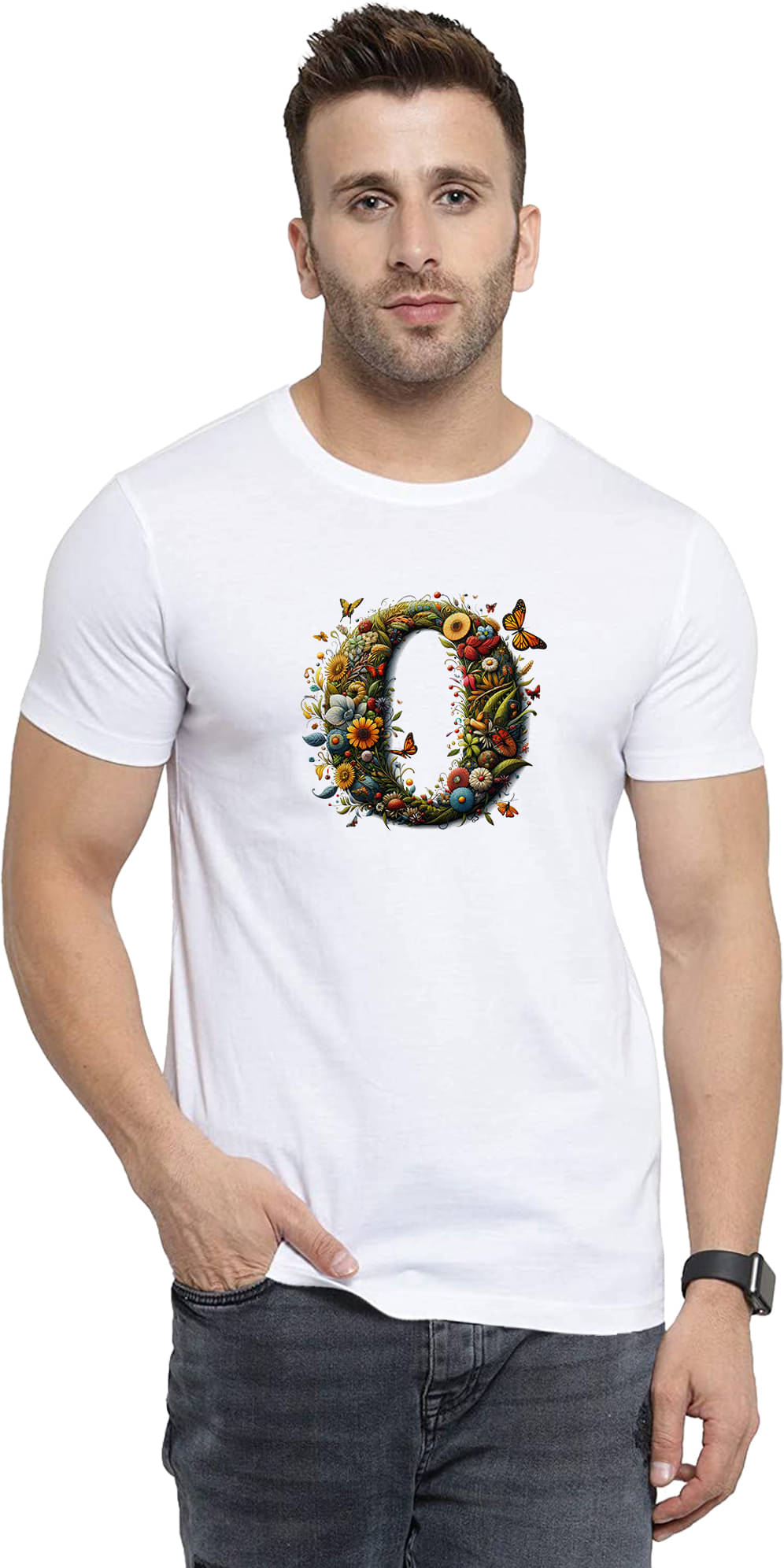     			BINAYAK Cotton Regular Fit Printed Half Sleeves Men's Round T-Shirt - White ( Pack of 1 )