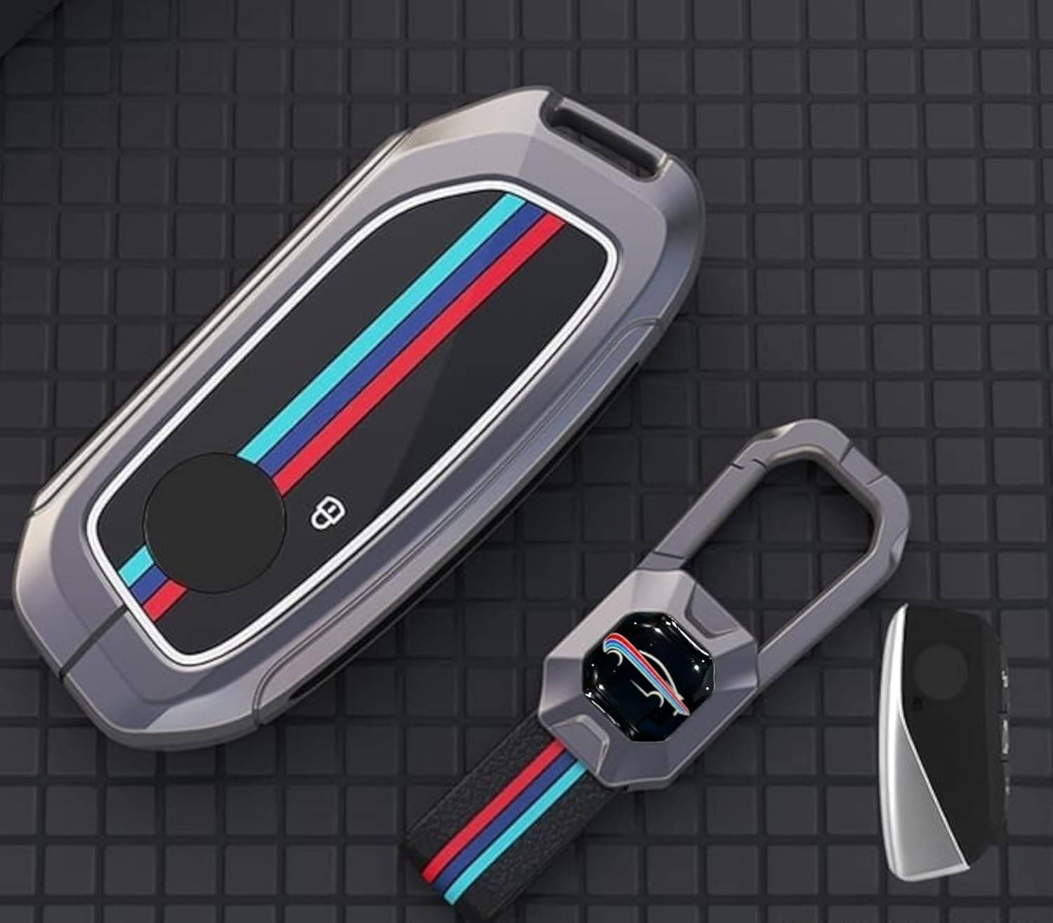 BKN Luxury Metal Soft Car Key Cover Shell with Keychain & Full Protection Compatible with BMW X1 X7 XM IX I7, X5 X Series, 2/3 / 4/5 / 6/7 Series (4 Button Push Smart Key) BKN Luxury Metal Soft Car Key Cover Shell with Keychain & Full Protection Compatible with BMW X1 X7 XM IX I7, X5 X Series, 2/3 / 4/5 / 6/7 Series (4 Button Push Smart Key)
