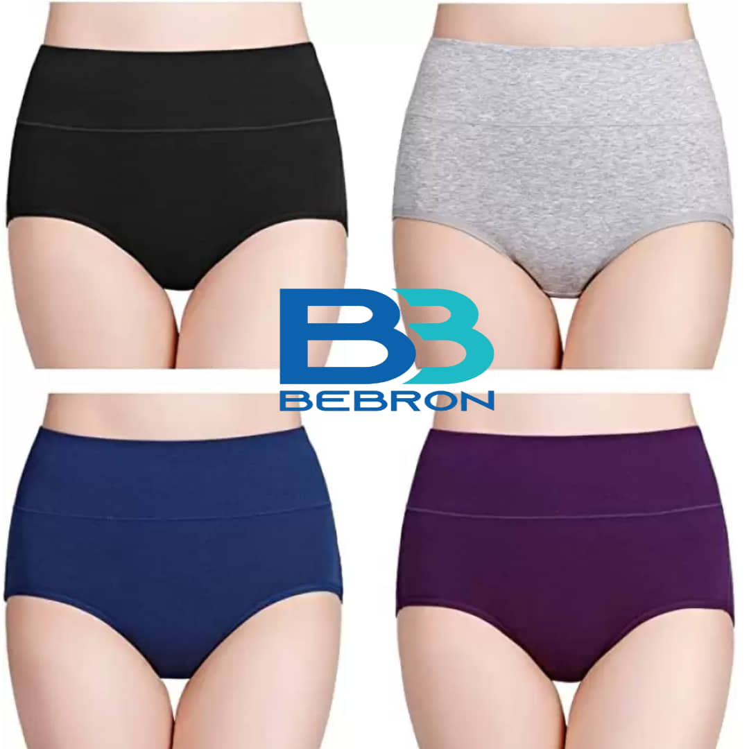Bebron Pack of 4 Cotton Lycra Briefs For Women ( Multicolor )