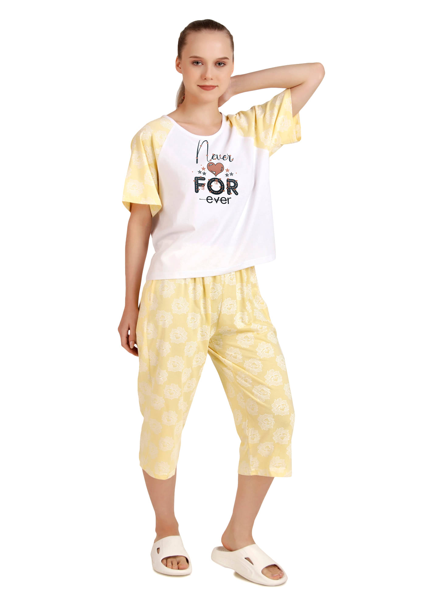     			CUSHEE Yellow Cotton Women's Nightwear Nightsuit Sets ( Pack of 2 )