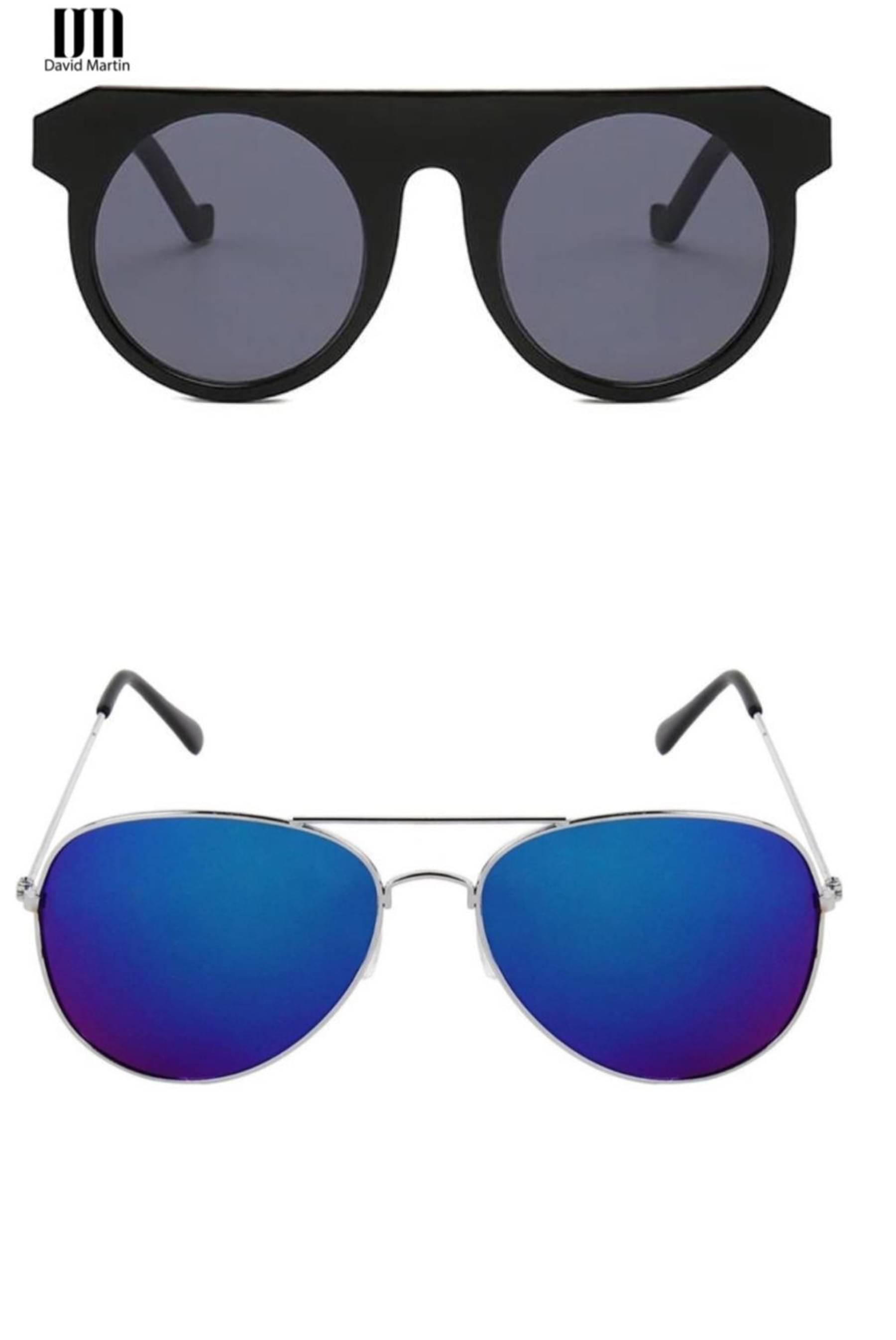 David Martin Multicolor Round Sunglasses ( Pack of 2 ) David Martin Multicolor Round Sunglasses ( Pack of 2 )