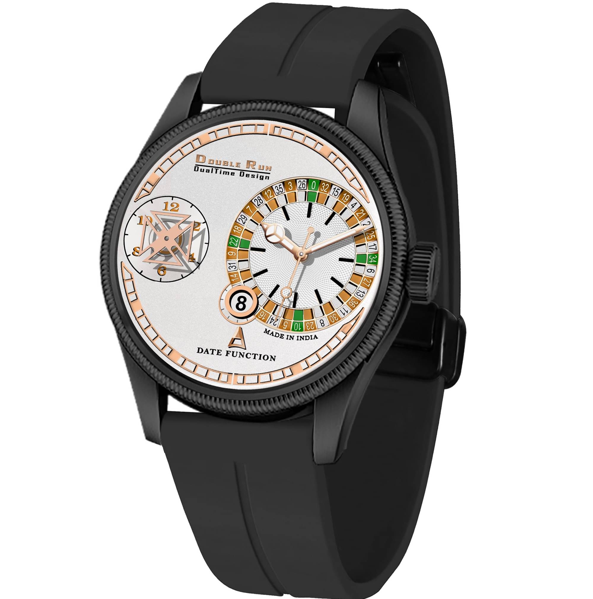     			DoubleRun Black Silicon Chronograph Men's Watch