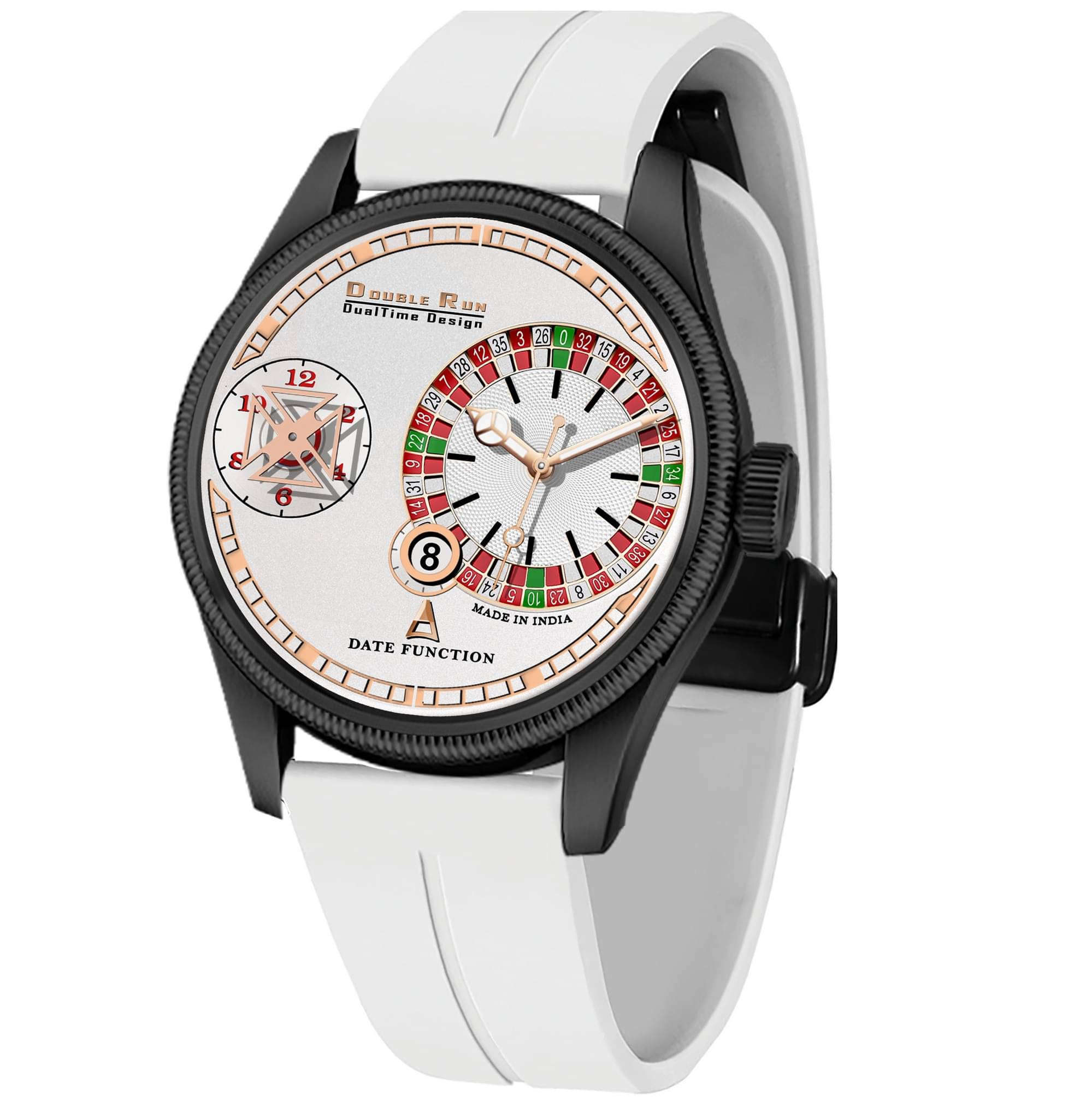     			DoubleRun White Silicon Chronograph Men's Watch