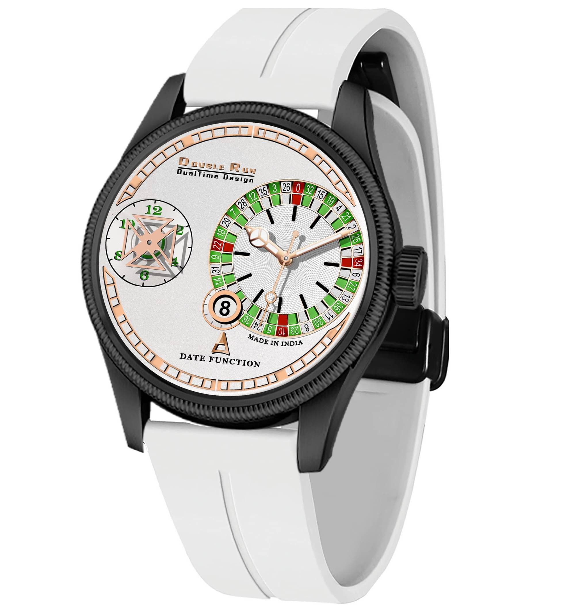     			DoubleRun White Silicon Chronograph Men's Watch