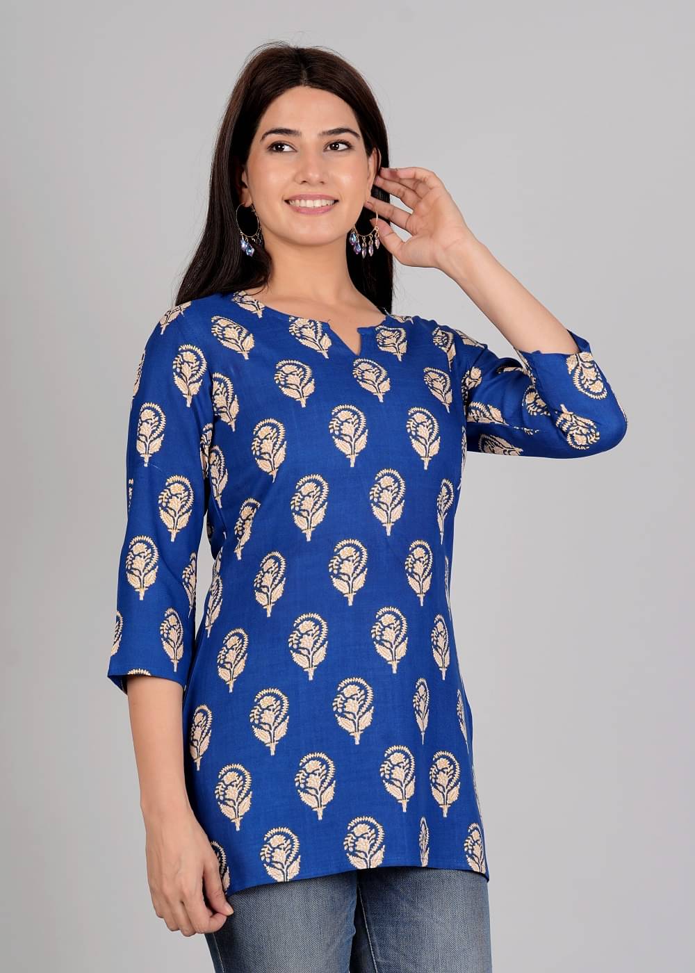     			ETZIN Women's Rayon Regular Top ( Blue )