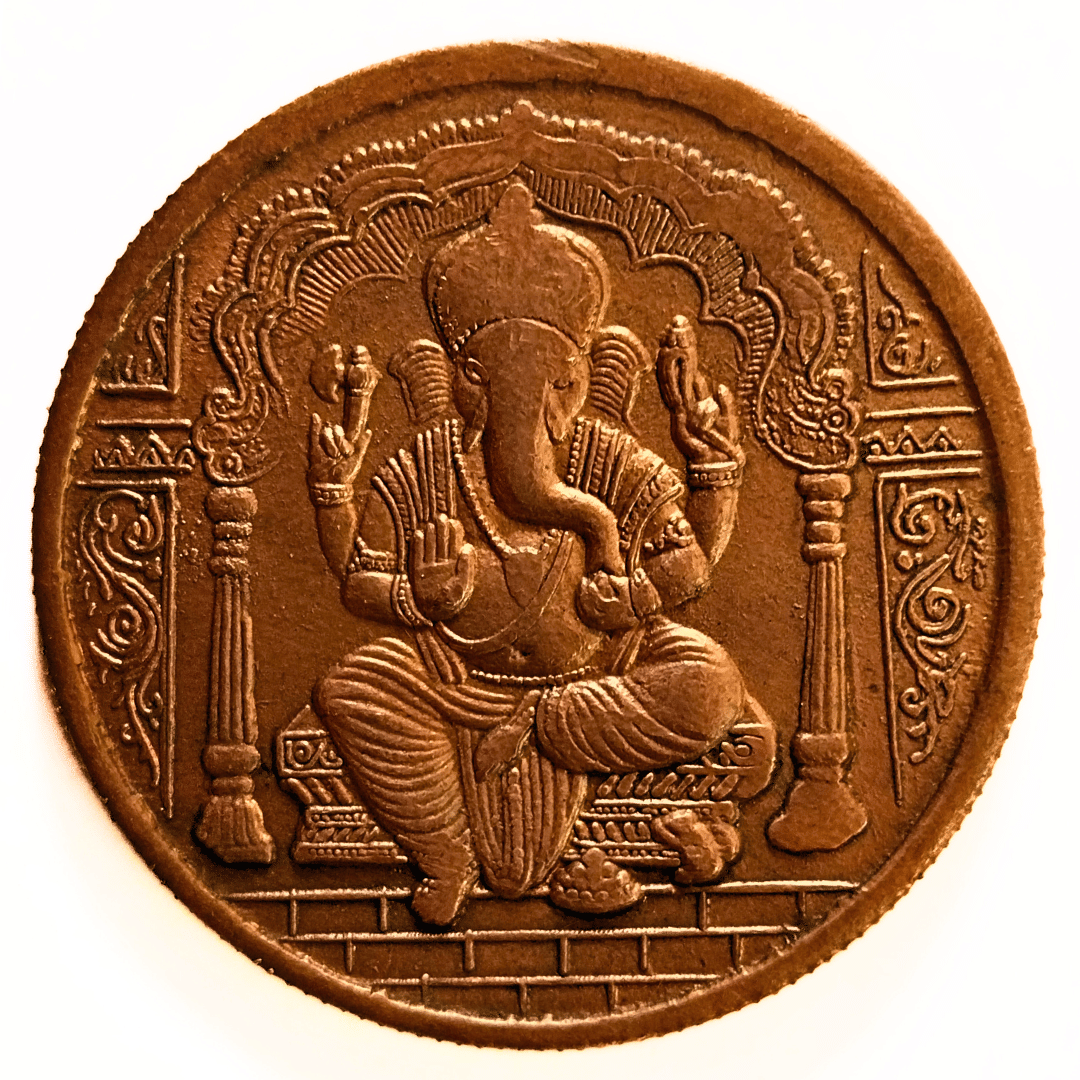     			Extremely Rare 1616 Lord Ganesha Modern Coin Collection – One Anna Token | 7x7 CM Antique Collectible