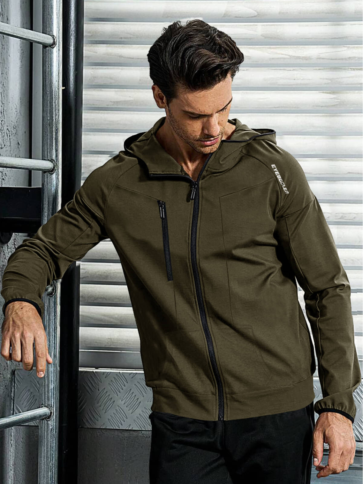     			Eyebogler Polyester Regular Fit Solid Full Sleeves Men's Hooded T-Shirt - Green ( Pack of 1 )