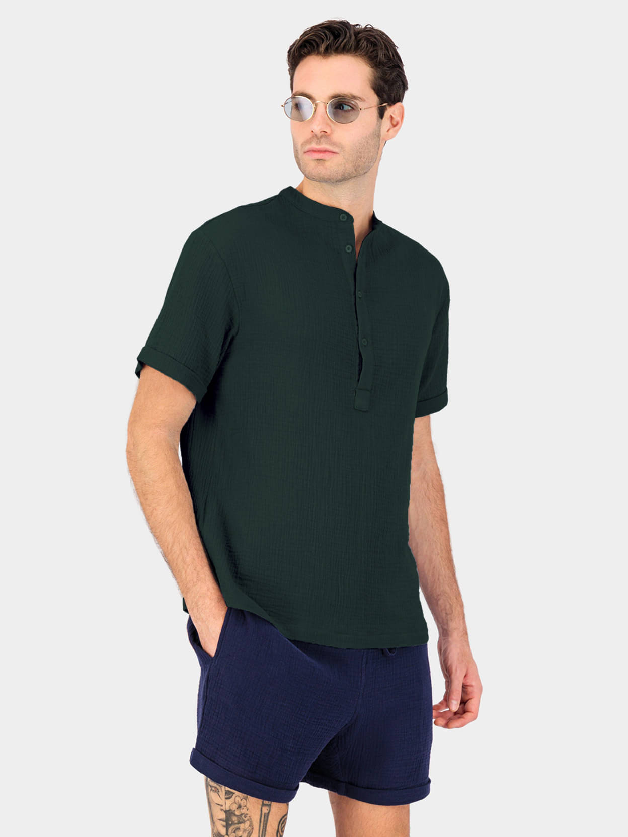 Eyebogler Polyester Regular Fit Solid Half Sleeves Men's Mandarin Collar T-Shirt - Dark Green ( Pack of 1 ) Eyebogler Polyester Regular Fit Solid Half Sleeves Men's Mandarin Collar T-Shirt - Dark Green ( Pack of 1 )