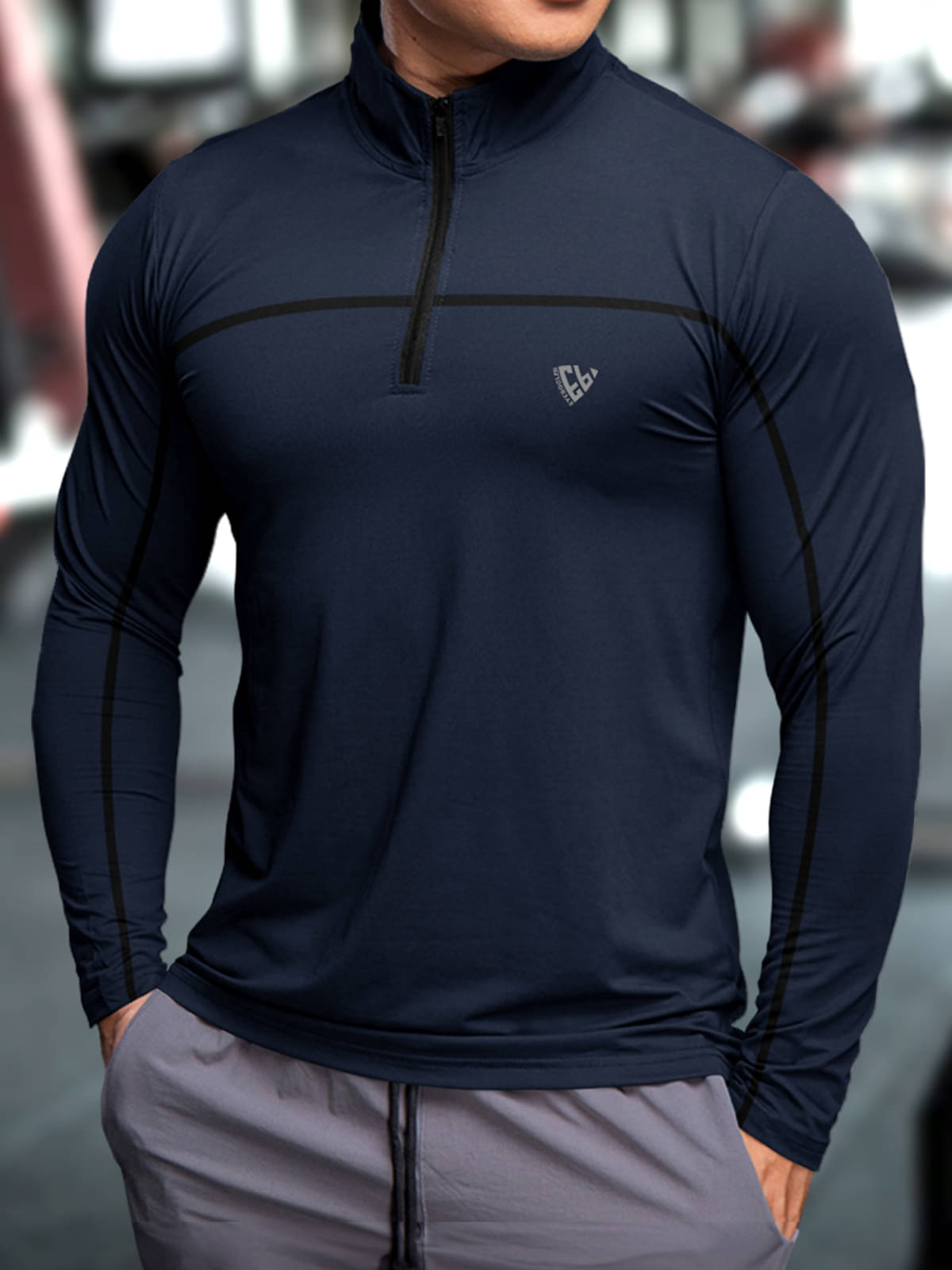     			Eyebogler Polyester Regular Fit Solid Full Sleeves Men's Round T-Shirt - Navy ( Pack of 1 )