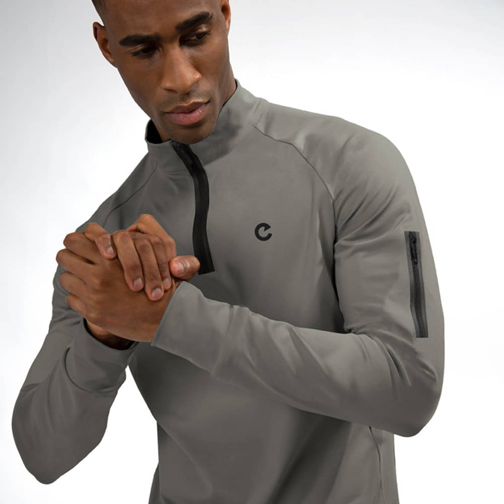     			Eyebogler Polyester Relaxed Fit Solid Full Sleeves Men's High Neck T-Shirt - Grey ( Pack of 1 )