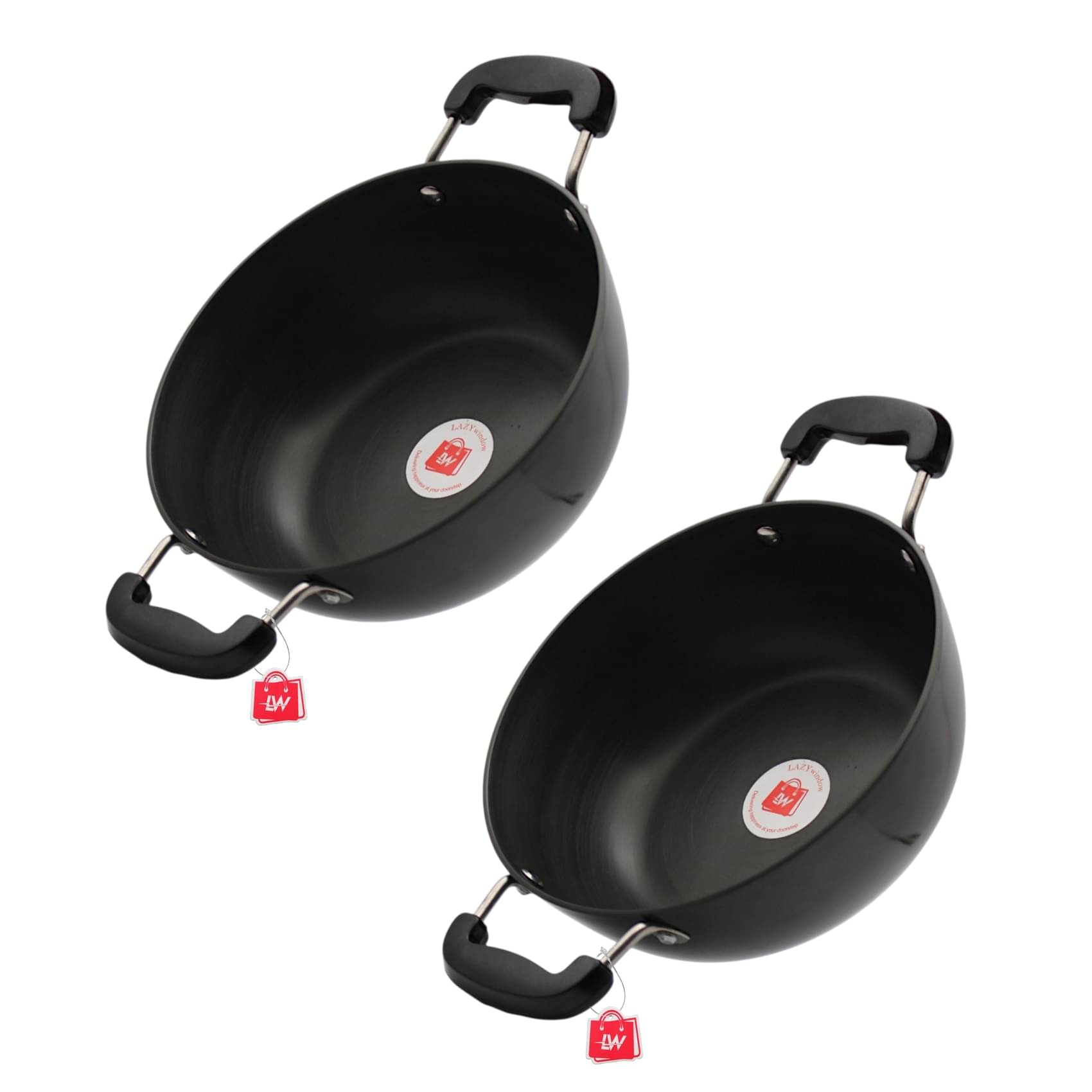 LAZYWINDOW Non coated Aluminium Deep Kadhai Induction Bottom Stainless Steel Handle 3 Thickness mm 20 cm Diameter ( 1.5 L ) LAZYWINDOW Non coated Aluminium Deep Kadhai Induction Bottom Stainless Steel Handle 3 Thickness mm 20 cm Diameter ( 1.5 L )
