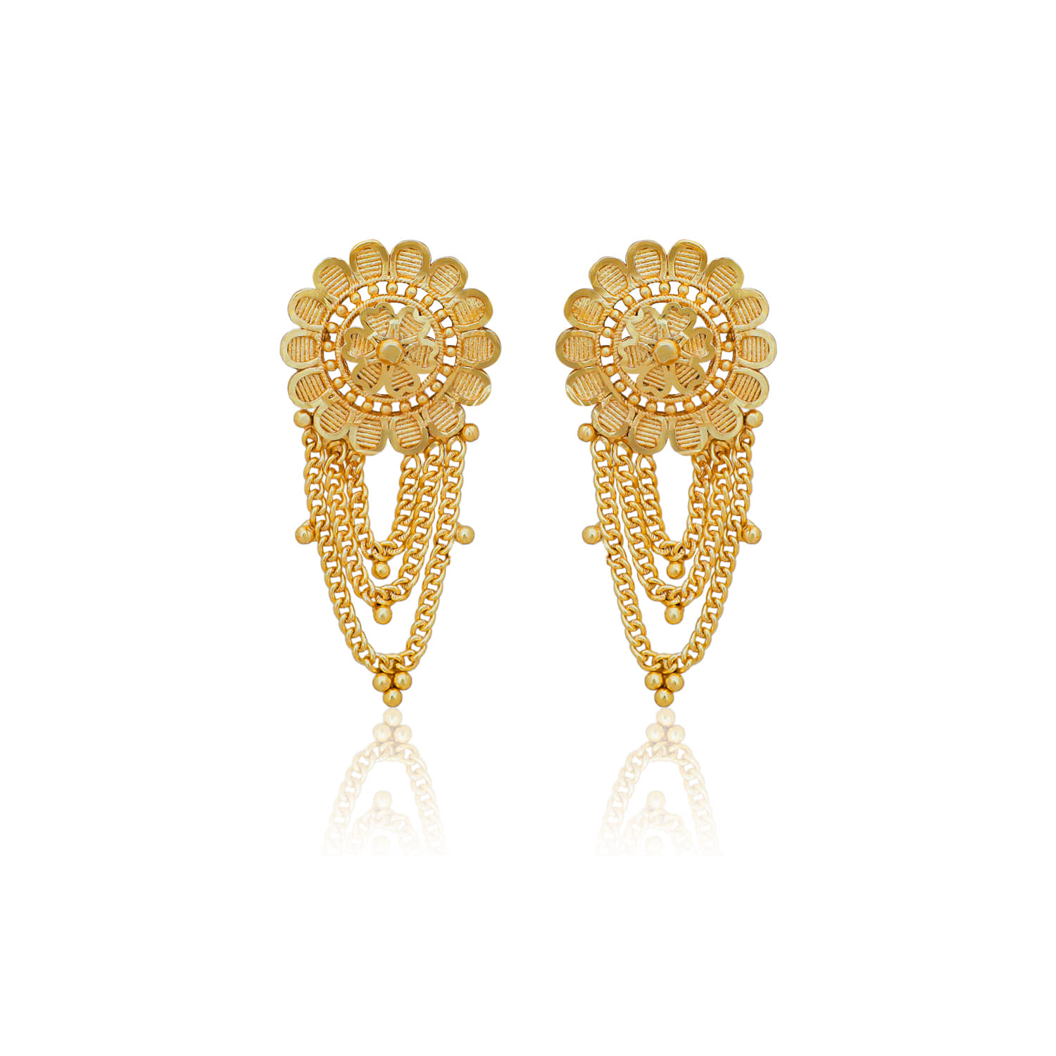LUV FASHION Golden Stud Earrings ( Pack of 1 ) - Earrings | Buy online on ZillyBuy