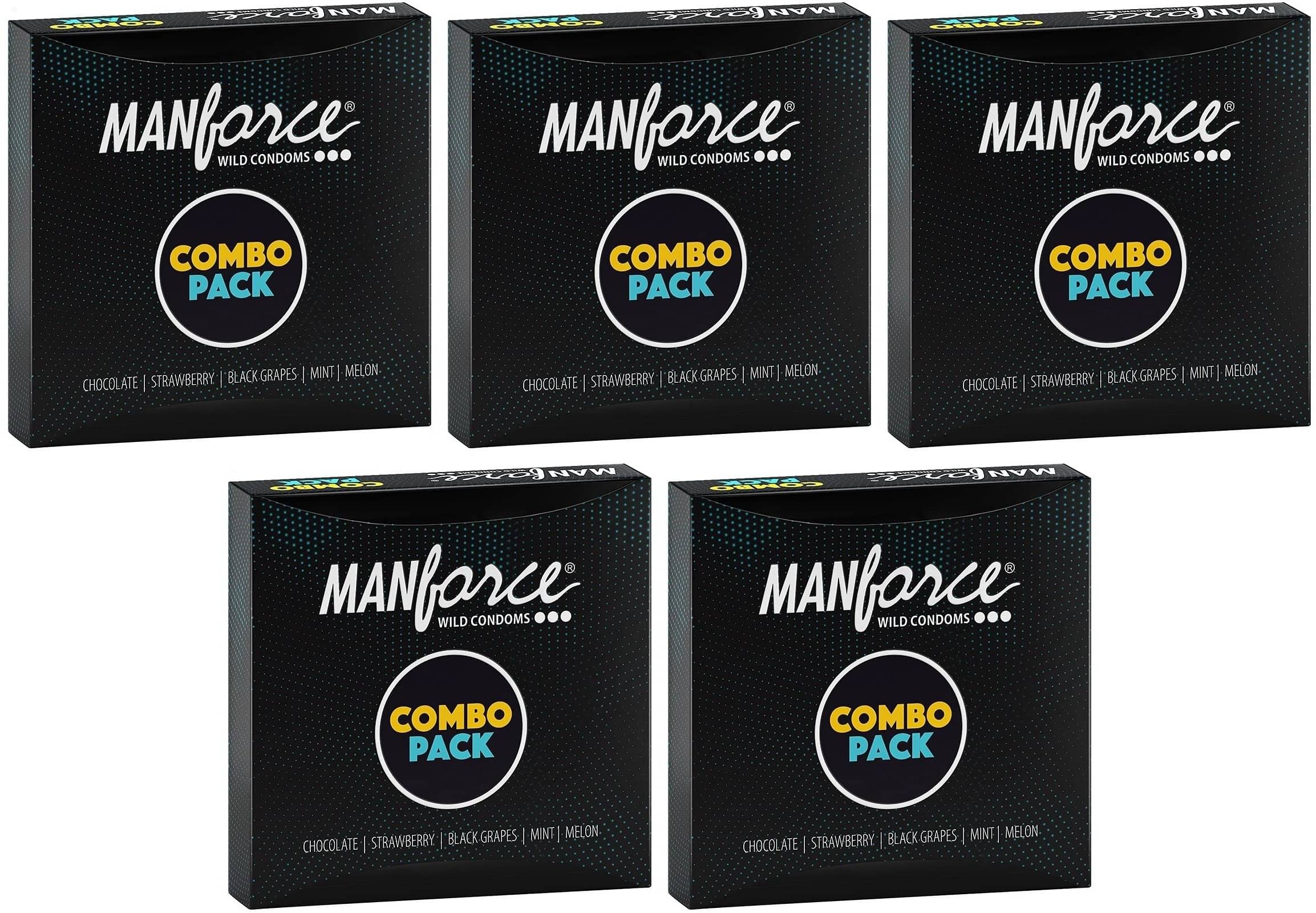     			MANFORCE Combo Pack Chocolate Strawberry Coffee Black Grapes Melon Condom  20 Pcs x Pack of 5