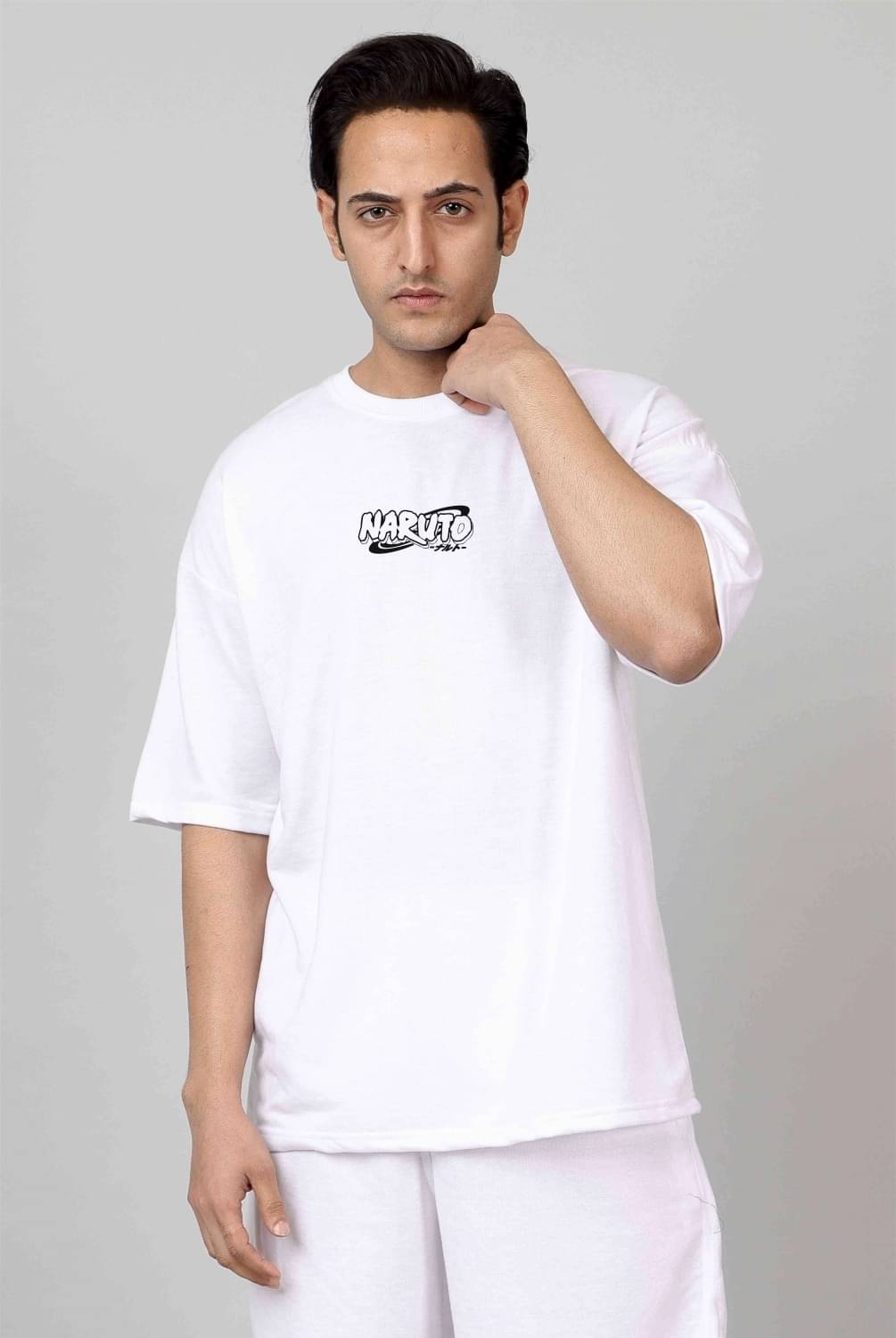     			Montera India Cotton Blend Oversized Fit Printed Half Sleeves Men's Round T-Shirt - White ( Pack of 1 )