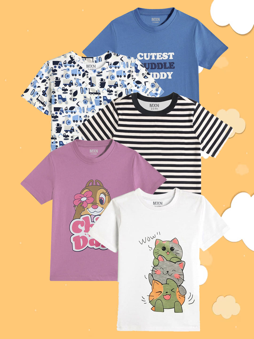     			Nyker Pack of 5 Boys Cotton Blend T-Shirt ( Blue )