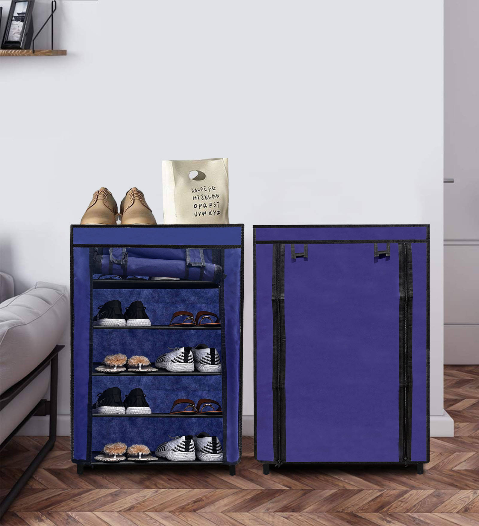 PHILOSHOP 5 Layer Metal Shoe Rack Stand with Cover Shoe Organiser for Home & Office (Blue) PHILOSHOP 5 Layer Metal Shoe Rack Stand with Cover Shoe Organiser for Home & Office (Blue)