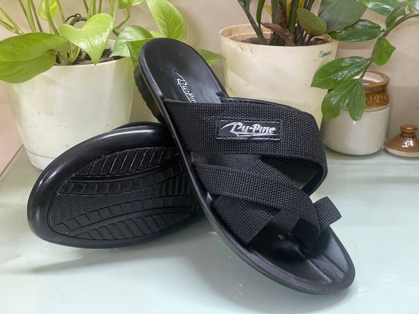     			PUPINE Black Men's Thong Flip Flop