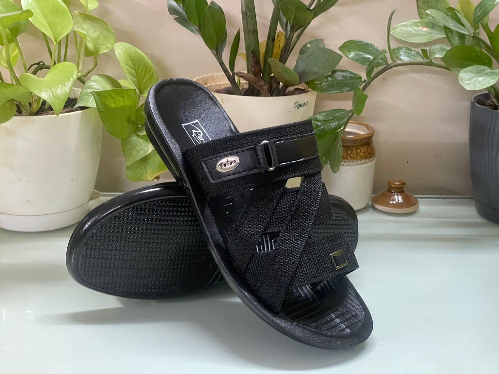 PUPINE Black Men's Thong Flip Flop