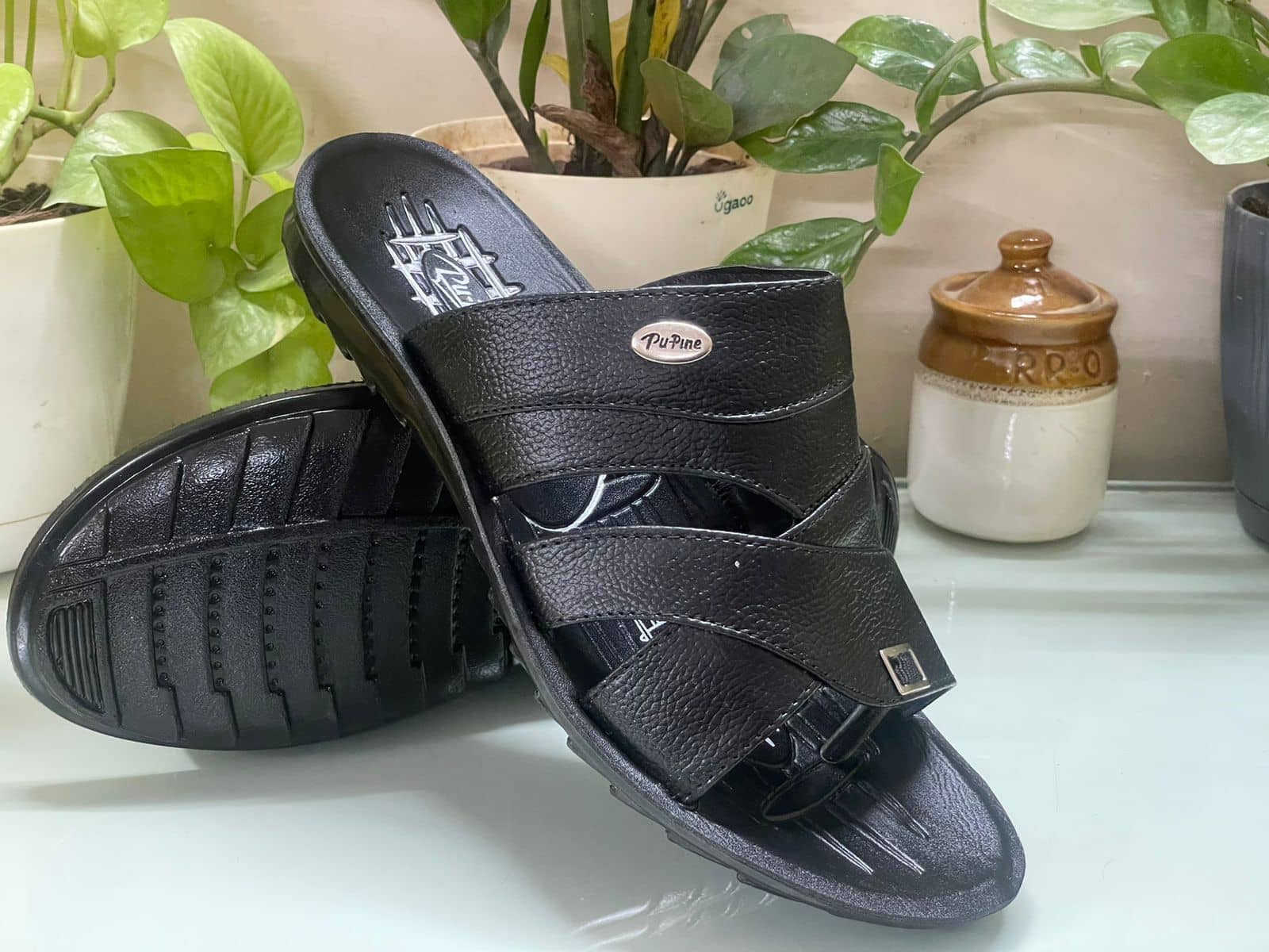 PUPINE Black Men's Thong Flip Flop