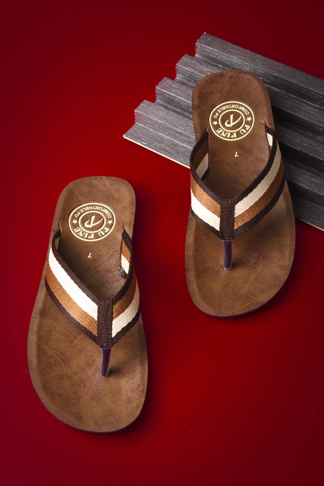     			PUPINE Brown Men's Thong Flip Flop