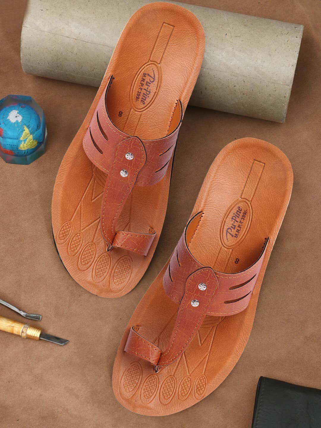 PUPINE Tan Men's Thong Flip Flop
