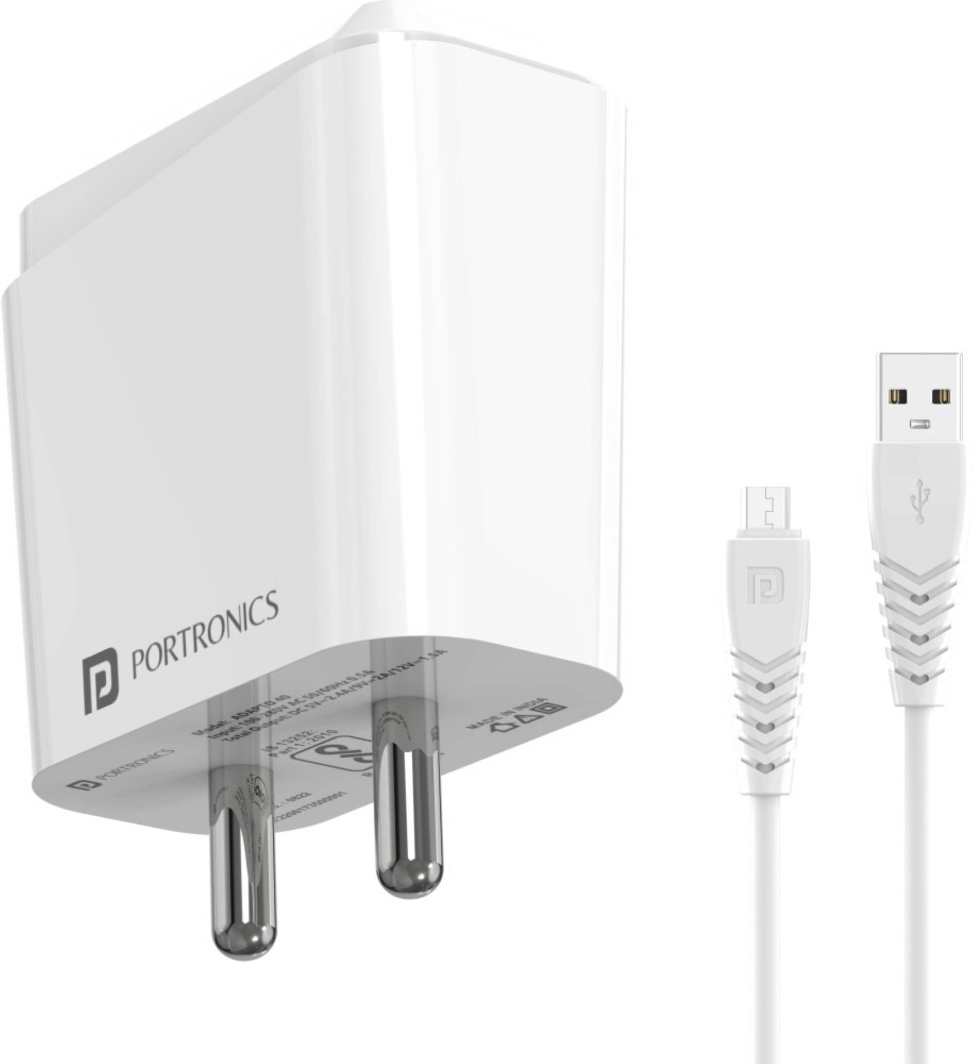 Portronics No Cable 2.4A Wall Charger Portronics No Cable 2.4A Wall Charger