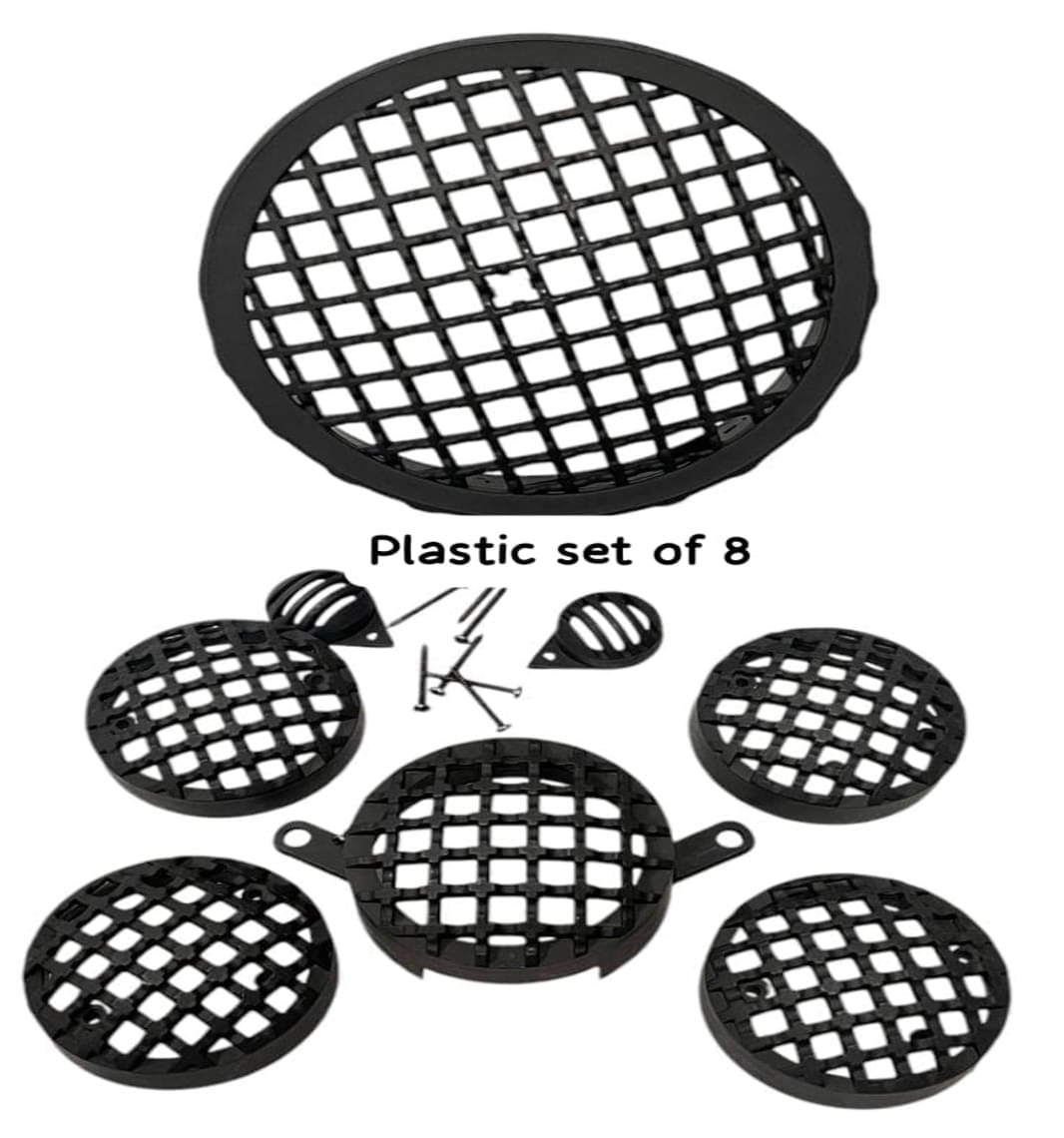     			Pure Biking  Classic Grill Set Black Plastic Net Style Headlight Cover + Indicator Cover +Tail Cover  For RE Classic Chrome, Classic 350/500cc 2012 to 2020 Model BS3/4/6