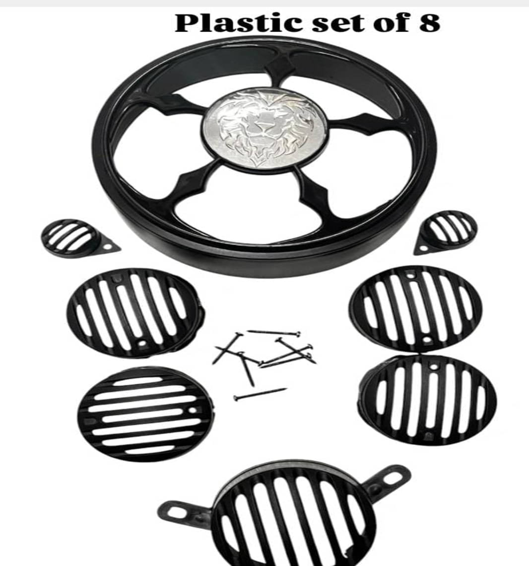 Pure Biking Classic Grill Set Black Plastic Lion Face On Headlight Grill For RE Classic Chrome, Classic 350/500cc 2012 to 2020 Model BS3/4/6 Pure Biking Classic Grill Set Black Plastic Lion Face On Headlight Grill For RE Classic Chrome, Classic 350/500cc 2012 to 2020 Model BS3/4/6
