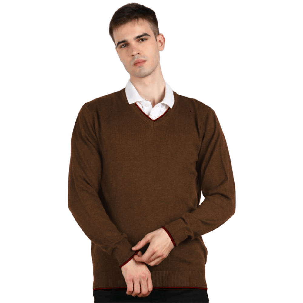     			Reoutlook Woollen V-Neck Men's Full Sleeves Pullover Sweater - Camel ( Pack of 1 )