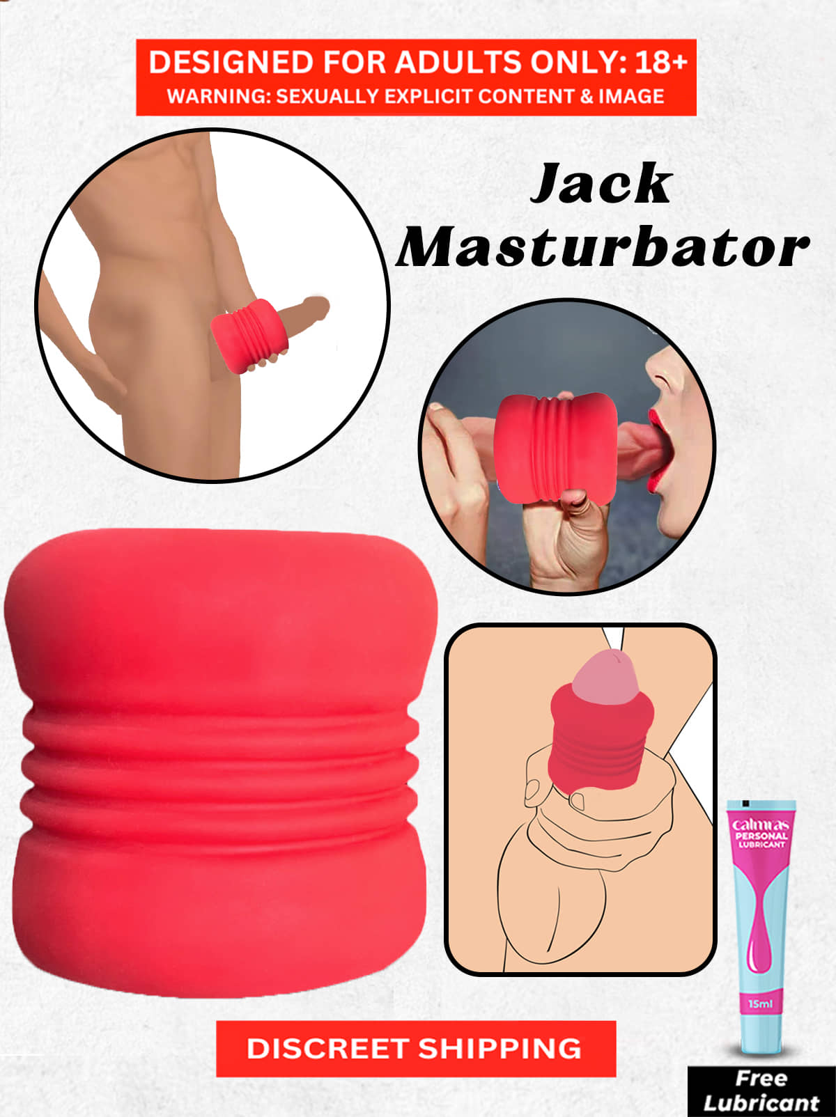 Reusable Waterproof Penis Masturbator- Silicone + TPE Material Comfortable for use, Easy to Carry and Easy to use | Red Color |
