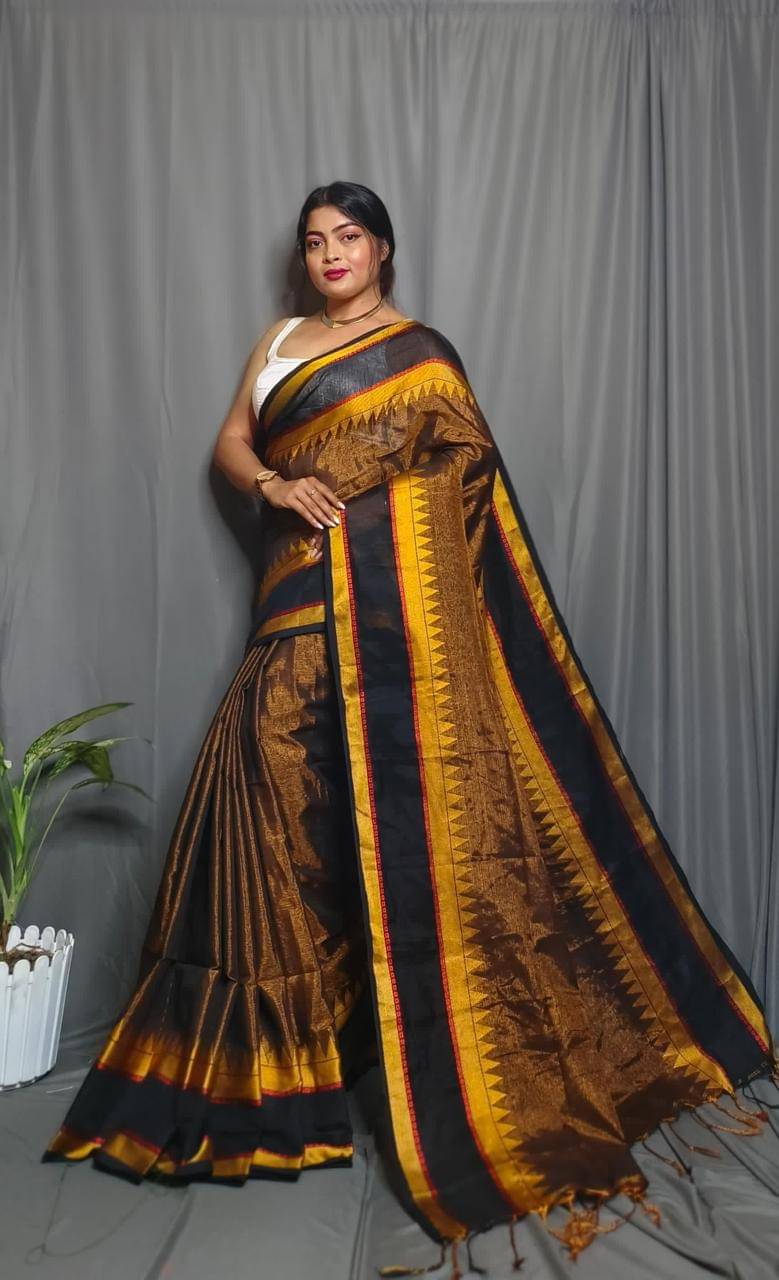     			SARADA HANDLOOM Cotton Embellished Saree With Unstitched Blouse Piece ( Green )