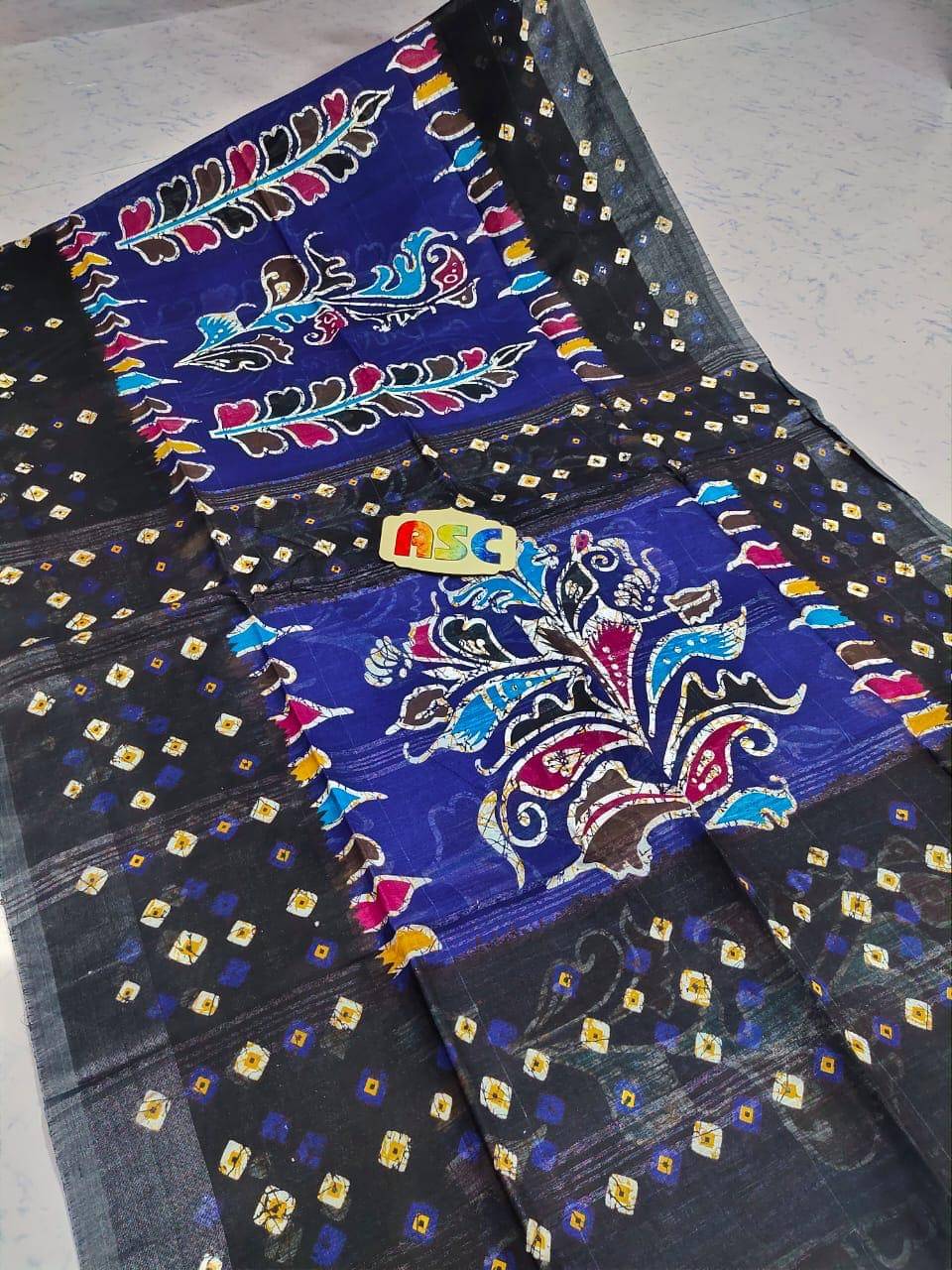     			SARADA HANDLOOM Cotton Printed Saree With Unstitched Blouse Piece ( Blue )