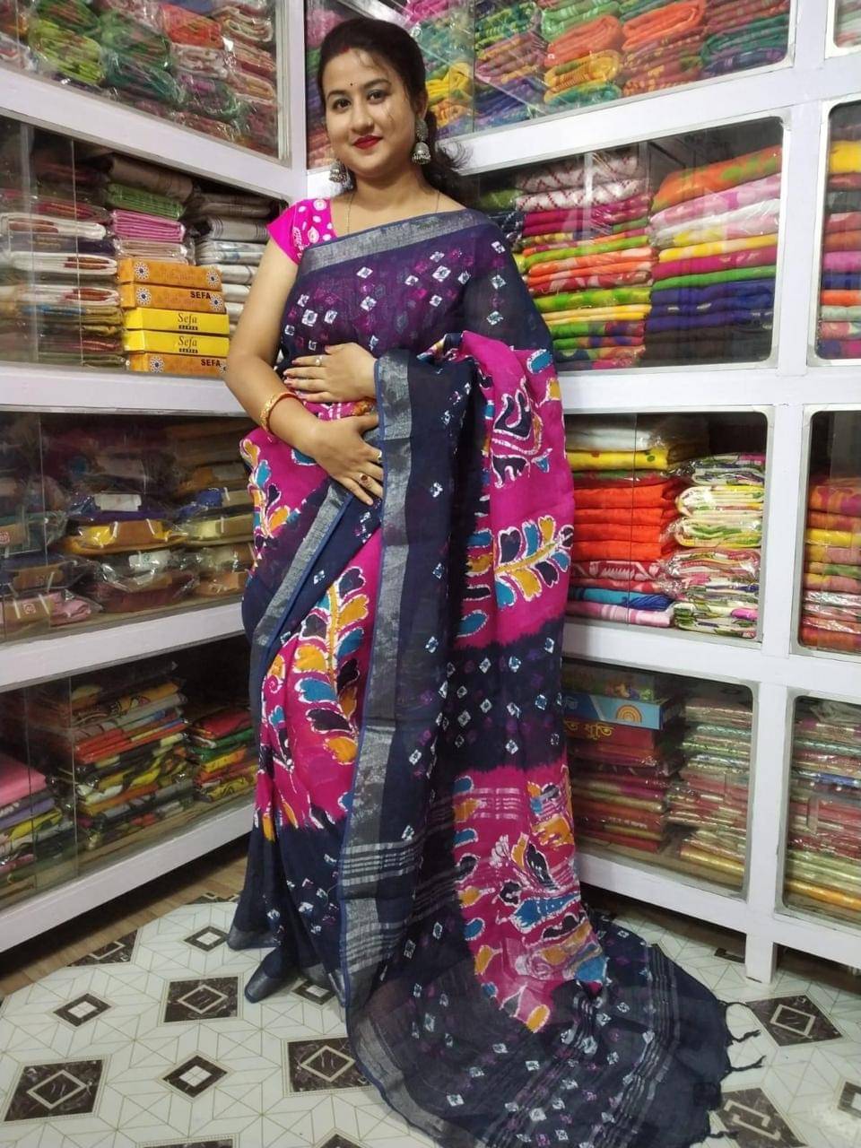 SARADA HANDLOOM Cotton Printed Saree With Unstitched Blouse Piece ( Pink ) SARADA HANDLOOM Cotton Printed Saree With Unstitched Blouse Piece ( Pink )