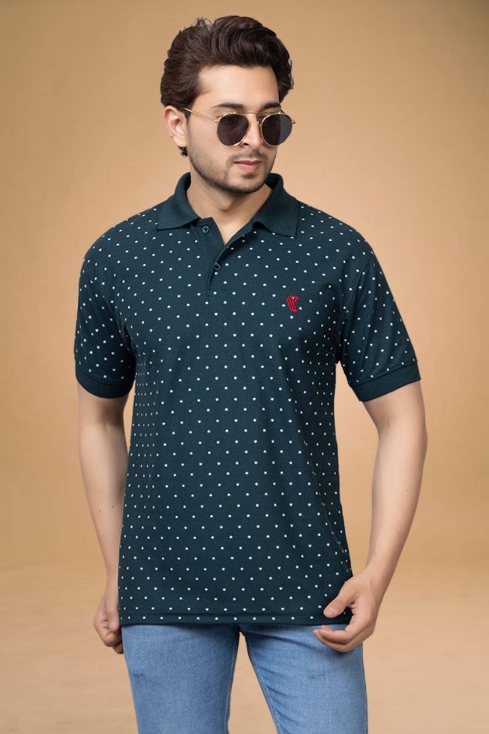 SHREYNKA Pack of 1 Cotton Blend Regular Fit Printed Half Sleeves Men's Polo T Shirt ( Green ) SHREYNKA Pack of 1 Cotton Blend Regular Fit Printed Half Sleeves Men's Polo T Shirt ( Green )