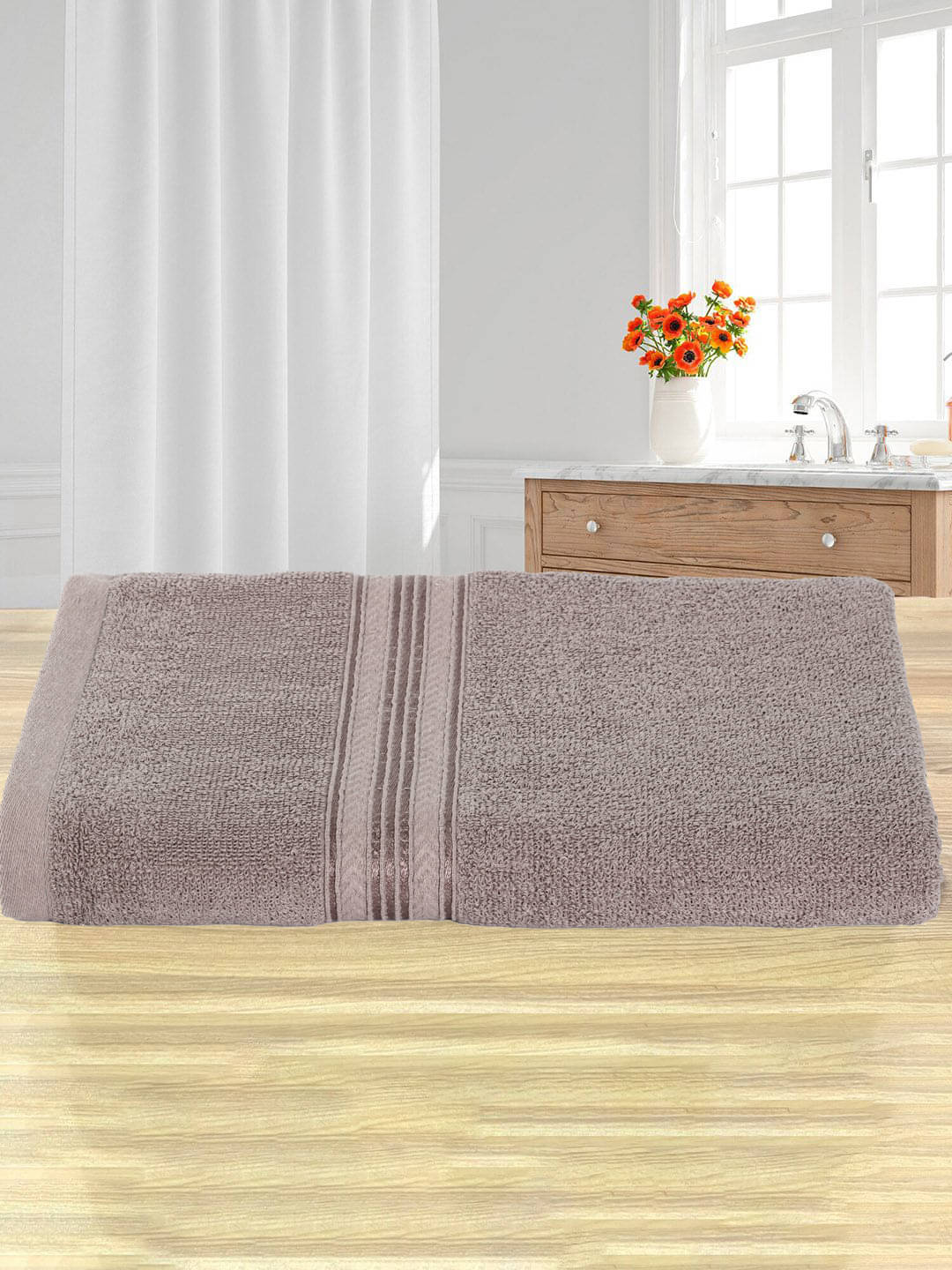     			Satisfyn Pack of 1 Cotton 400 -GSM Bath Towel ( Brown )