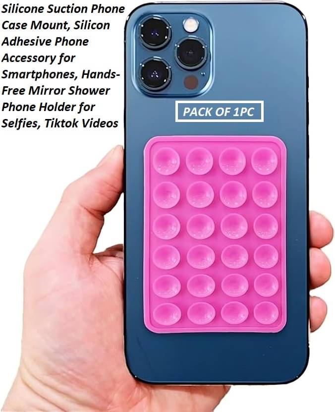     			Silicone Suction Phone Case Mount, Silicon Adhesive Phone Accessory for Smartphones, Hands-Free Mirror Shower Phone Holder for Selfies, Tiktok Videos