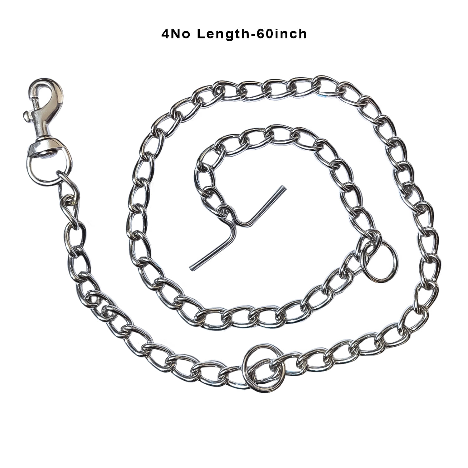     			" Silver Grind No.4 Dogs Leash Heavy Duty Dog Chain with Heavy Hook (L - 60 Inch Silver Leash ( Medium )