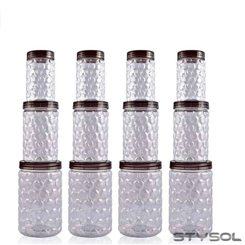     			Stysol 12 Jar Container  Plastic Black Food Container ( Set of 12 )