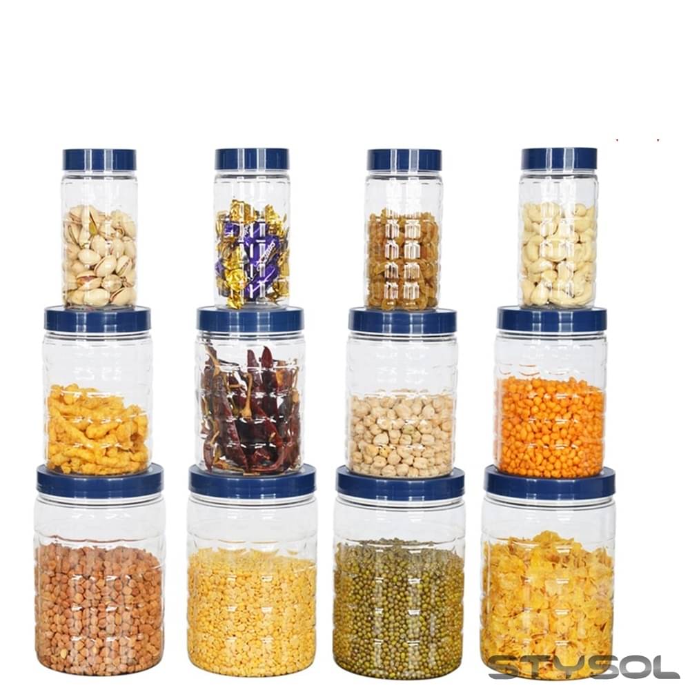     			Stysol 12 Jar Container  Plastic Blue Food Container ( Set of 12 )